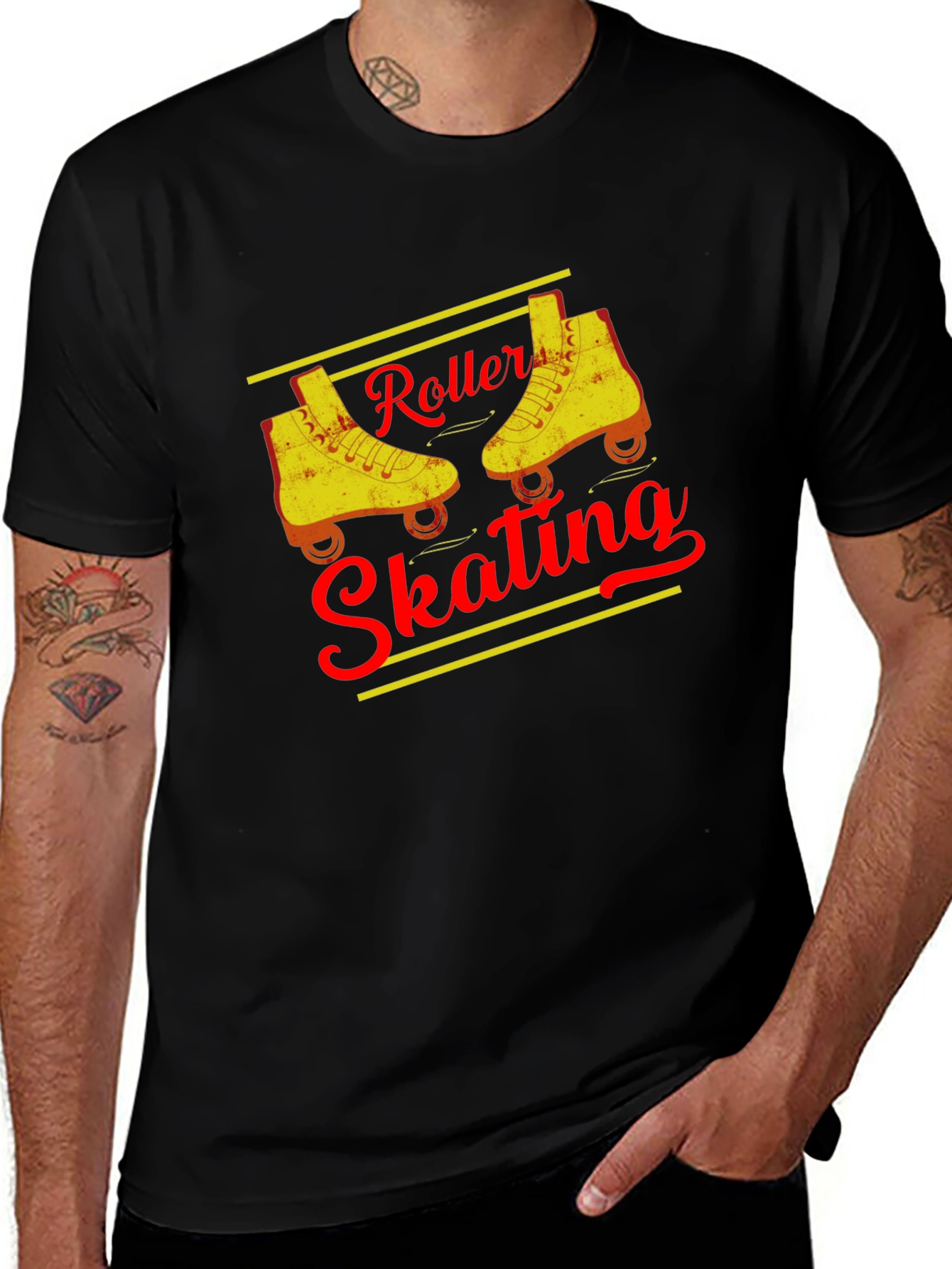Black Vintage Roller Skating T-Shirt main image