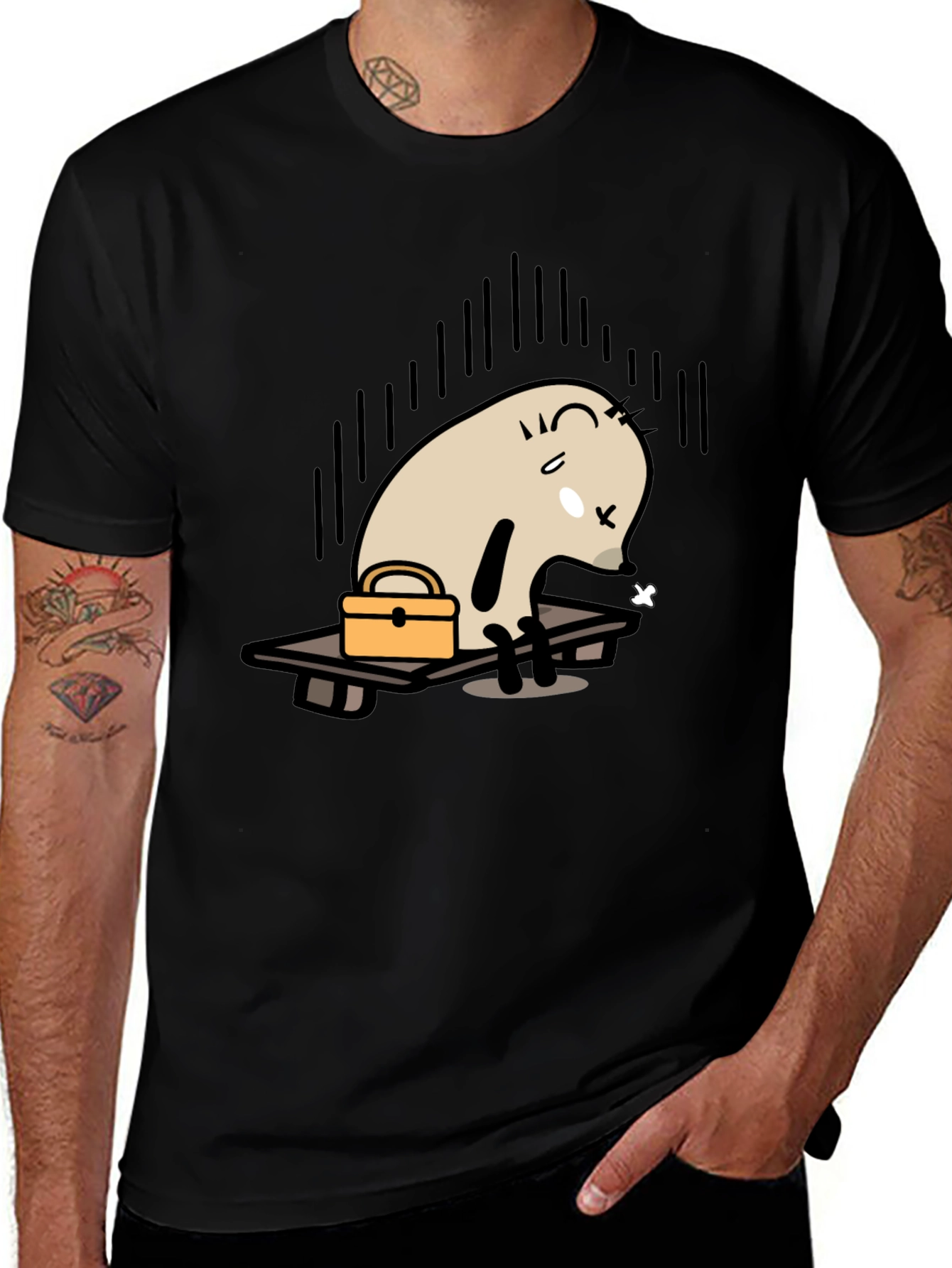 Variant 5 of Sad Cat on a Rainy Day Graphic Tee