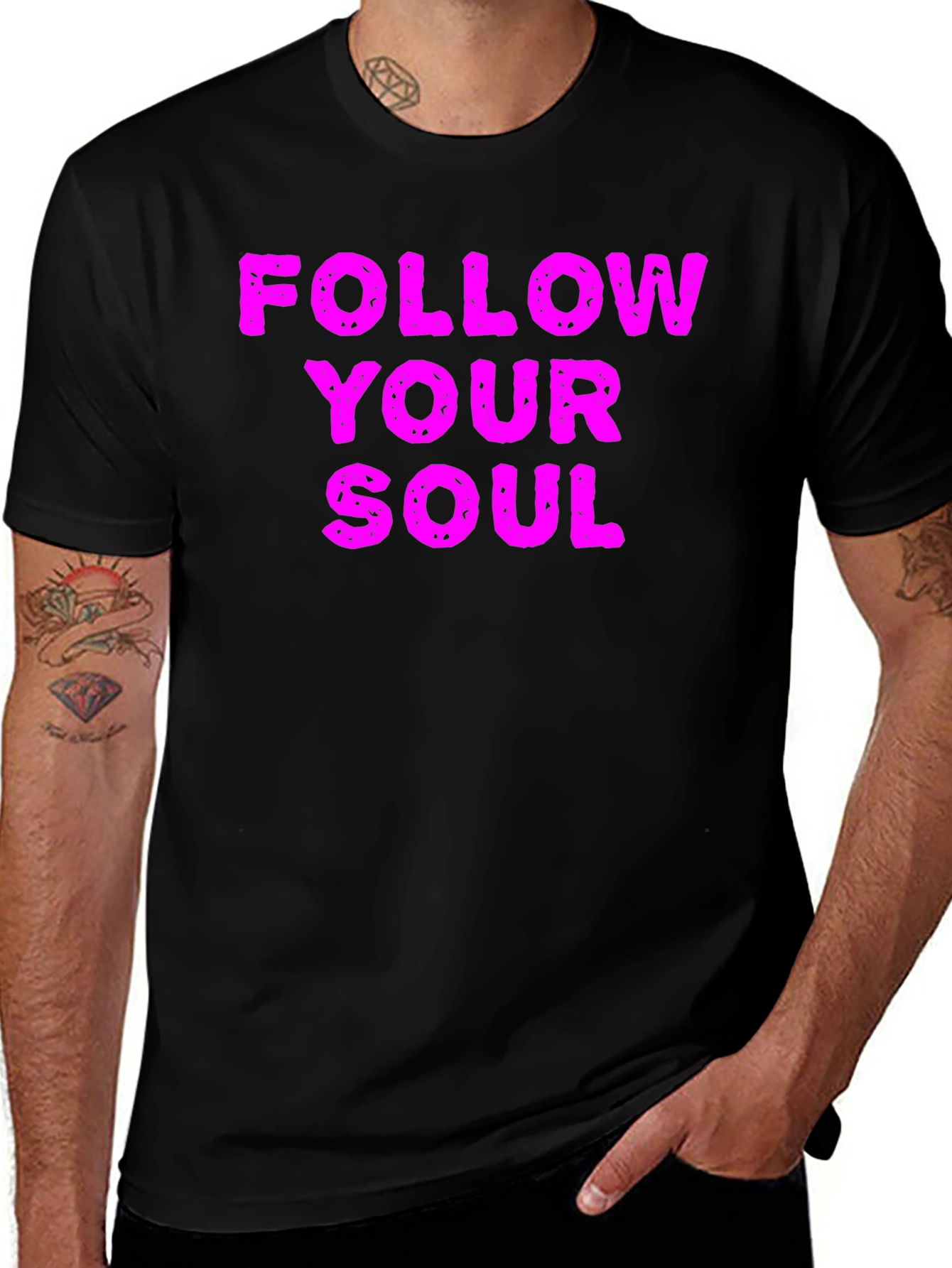 Variant 12 of Follow Your Soul Graphic Tee - Trendy Black T-Shirt