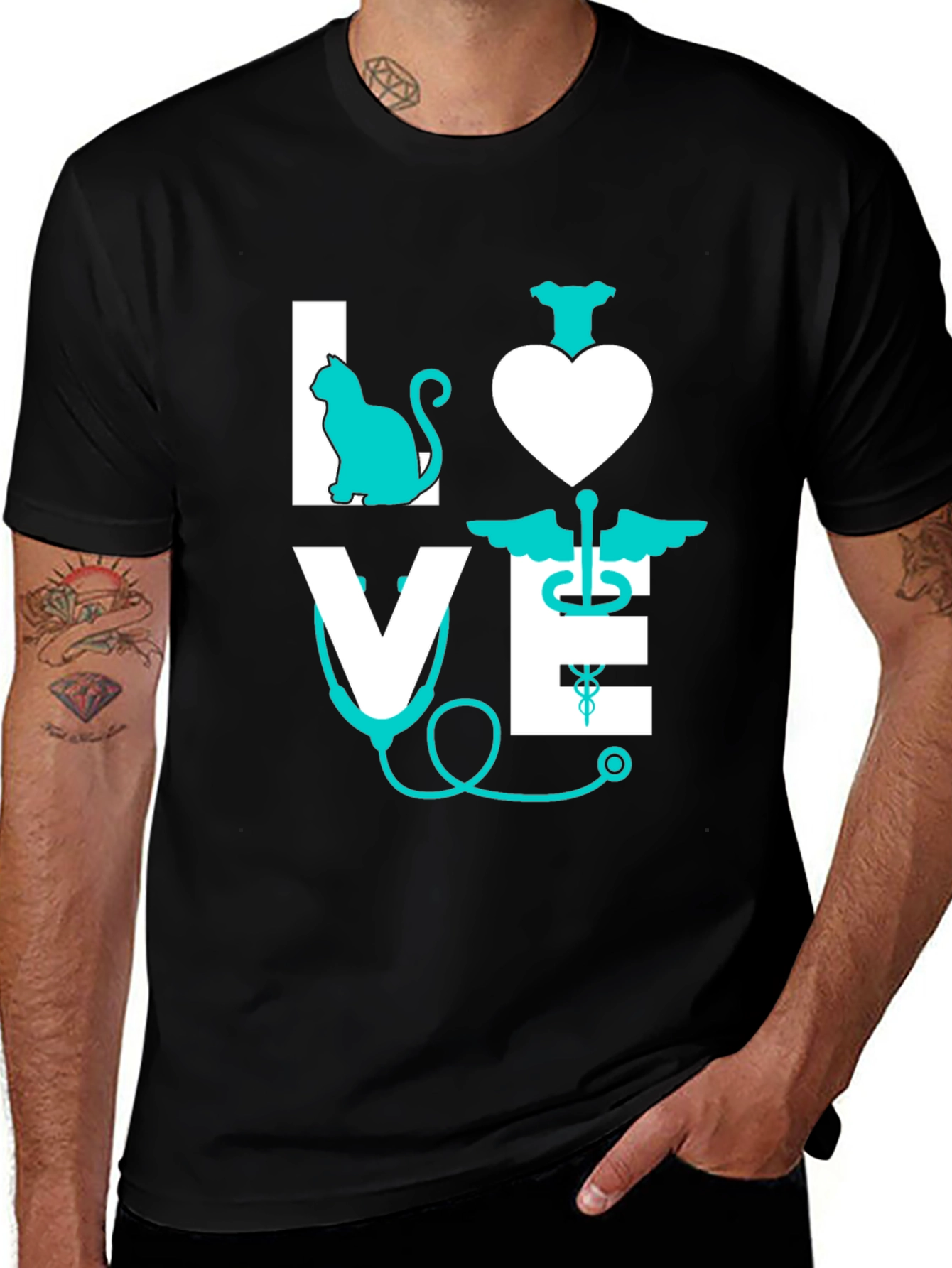 Variant 8 of Veterinarian Love T-Shirt - Cat & Dog Design