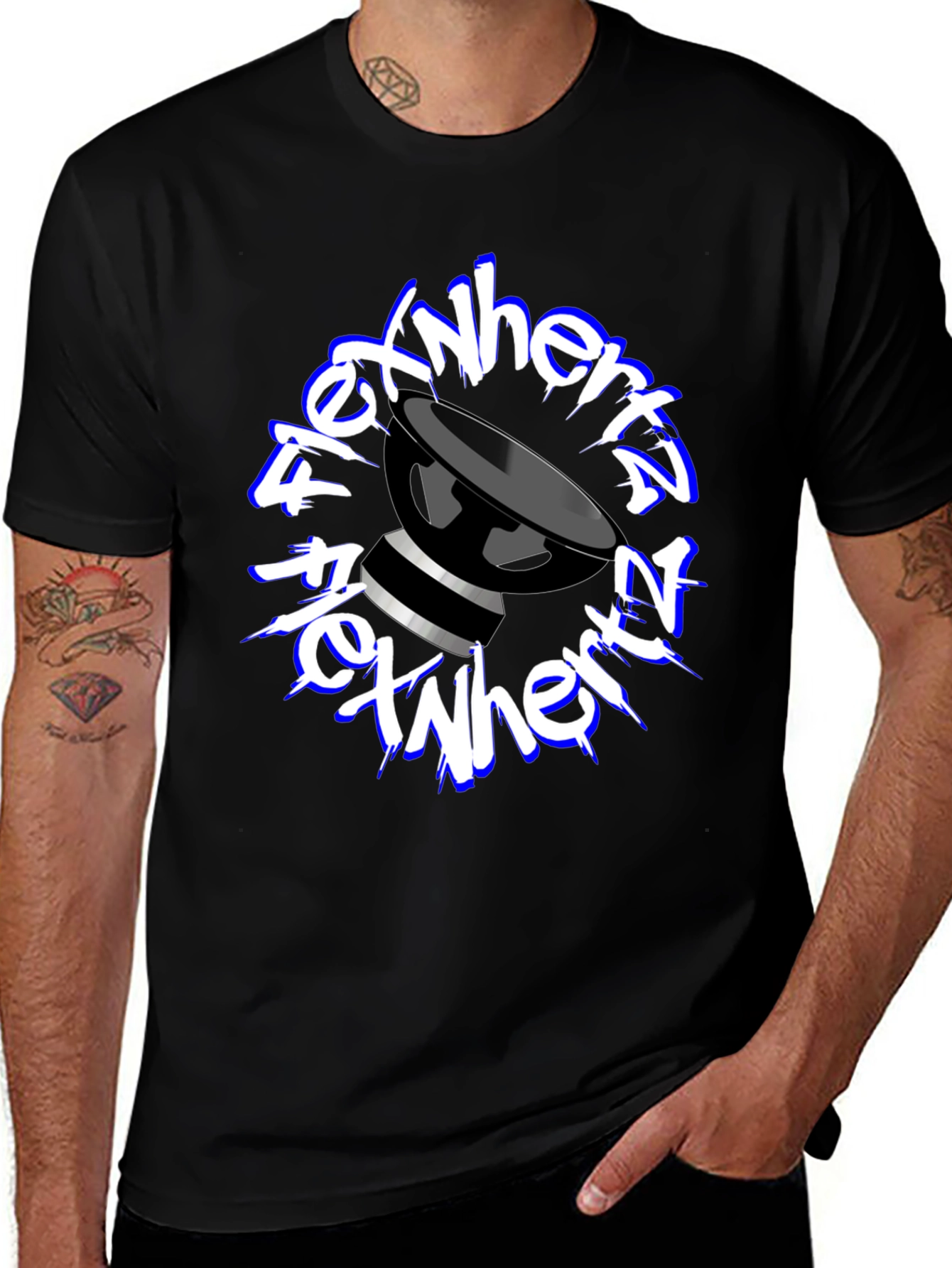 FlexNHertz Black Graphic T-Shirt