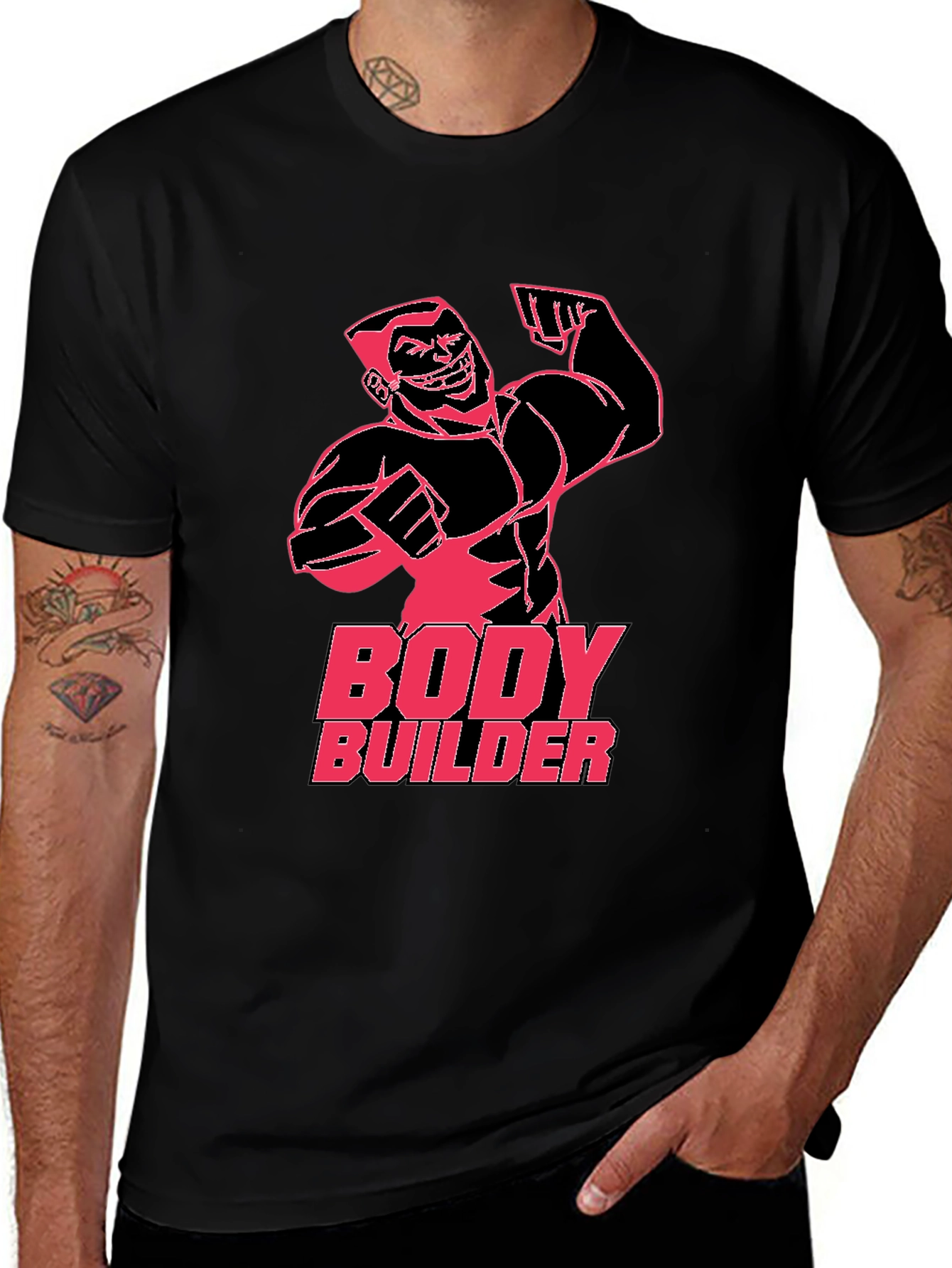 Variant 8 of Bodybuilder Graphic Black T-Shirt