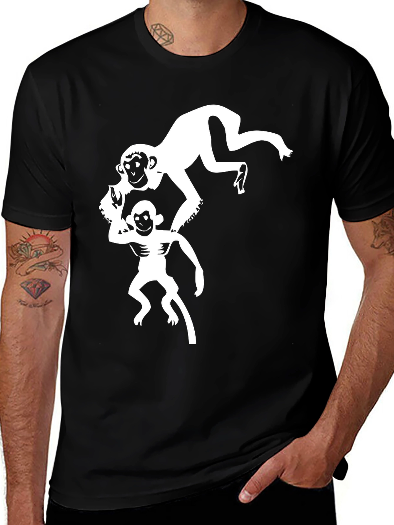 Variant 27 of Monkey Graphic Tee: Fun Black T-Shirt