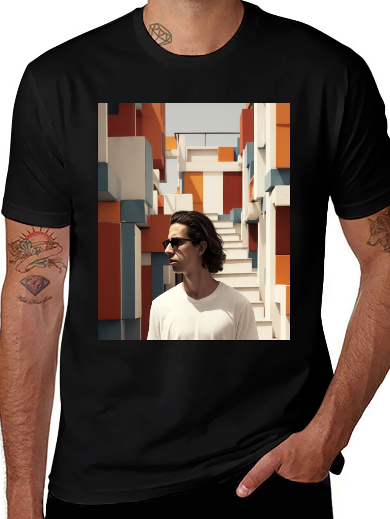 Variant 15 of Modern Art Graphic Tee - Cool & Casual Black T-Shirt