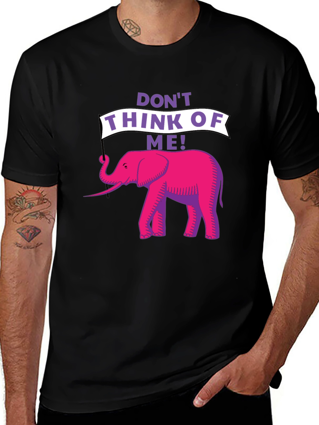 Black Don't Think of Me! Elephant Graphic Tee main image