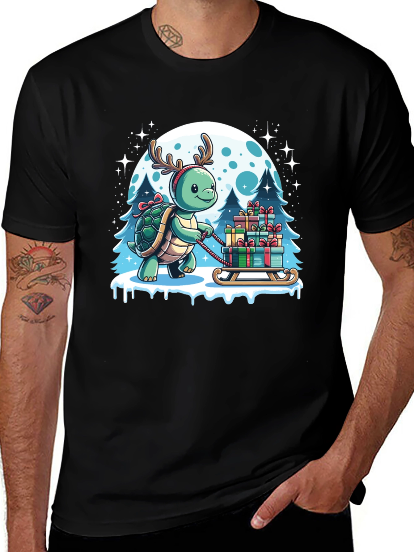 Variant 3 of Festive Turtle Christmas T-Shirt