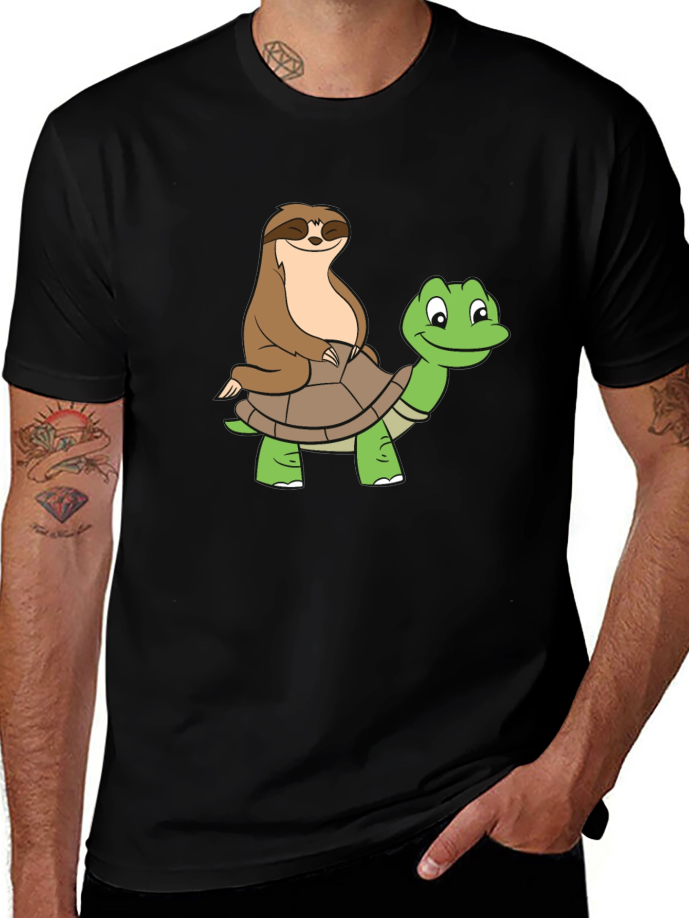 Variant 19 of Sloth Riding Turtle Graphic Tee