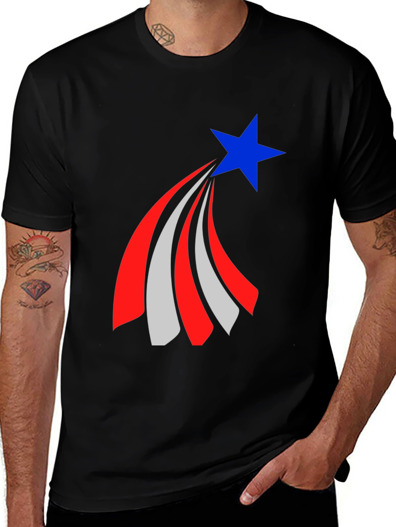 Variant 25 of Patriotic Star Trail Graphic Tee - Black