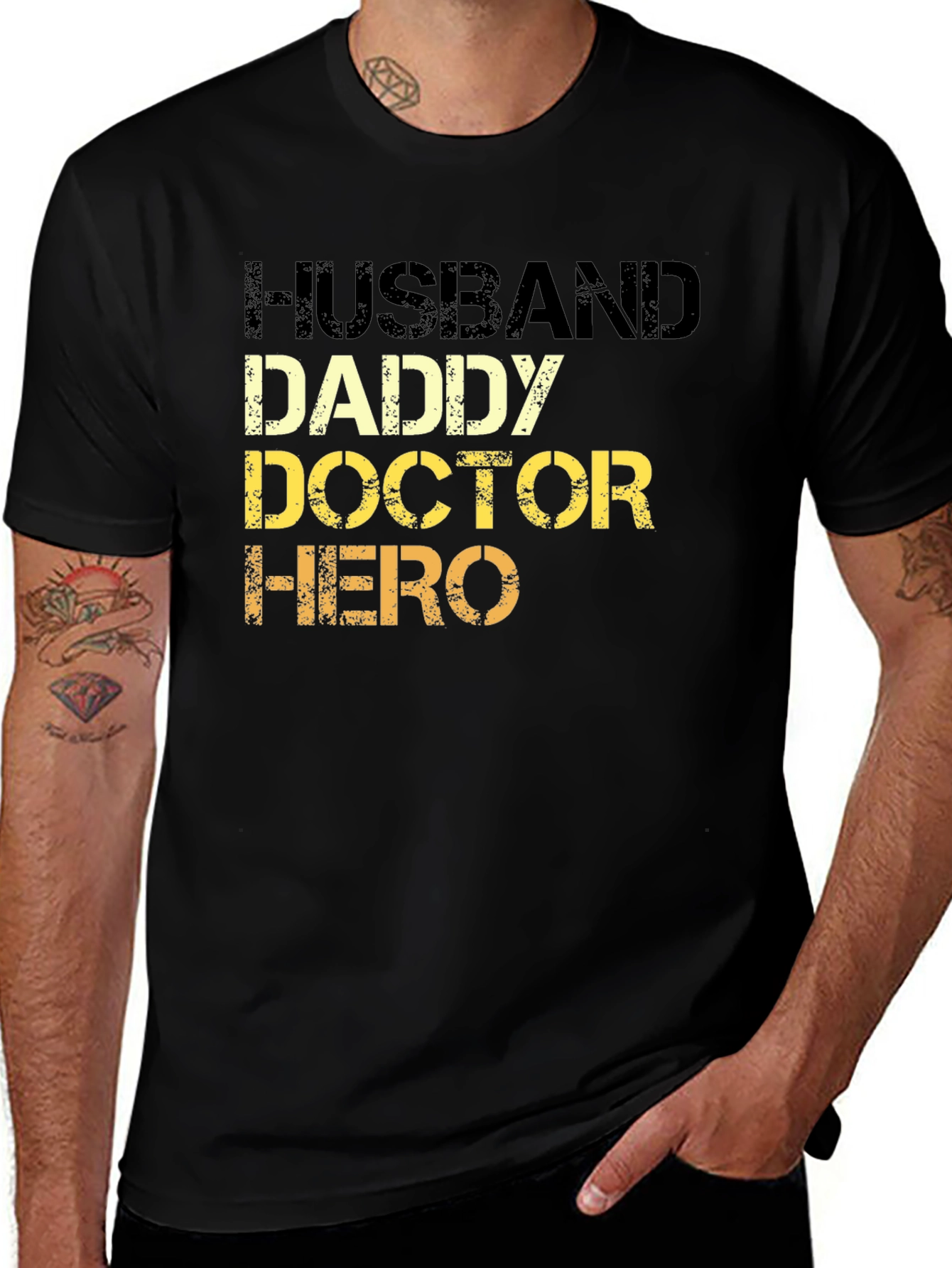 Variant 9 of Husband Daddy Doctor Hero Men's Black T-Shirt