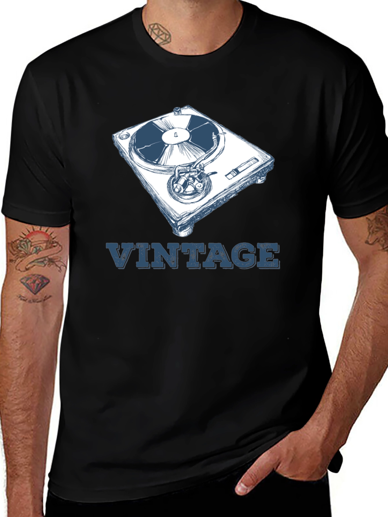 Variant 6 of Vintage Turntable Graphic T-Shirt - Classic DJ Style