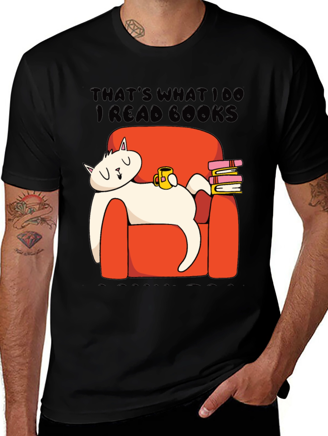 Variant 11 of I Read Books Cat Graphic T-Shirt