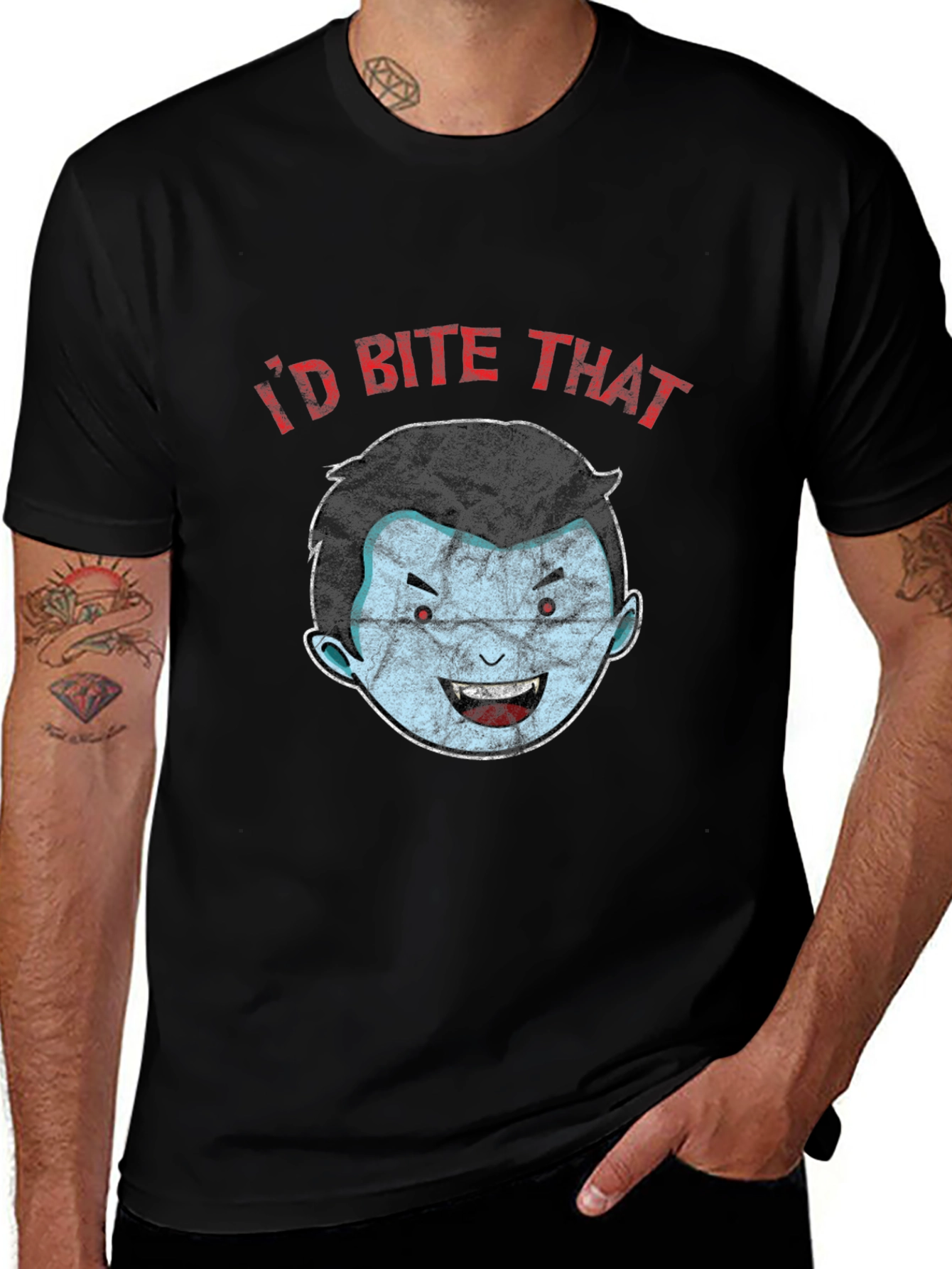 Variant 27 of I'd Bite That Vampire Graphic Tee - Funny Halloween Shirt