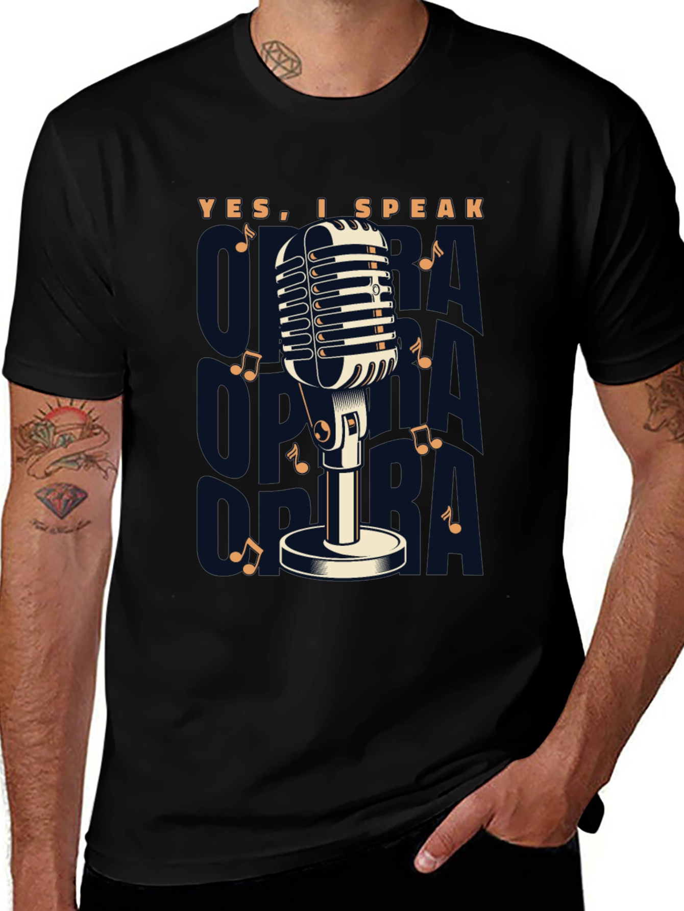 Variant 12 of Retro Microphone T-Shirt - Yes, I Speak Opera!