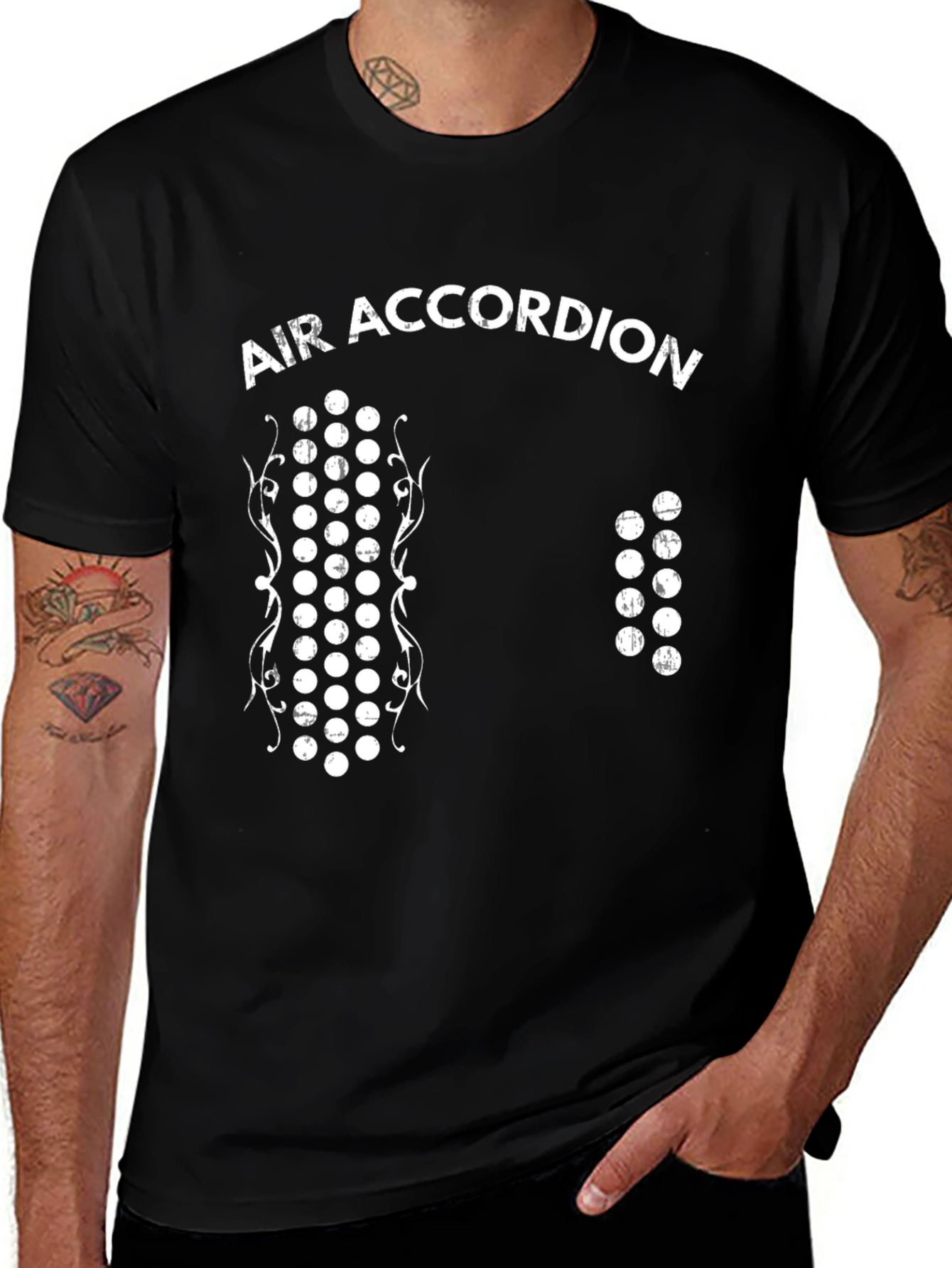 Variant 30 of Air Accordion Black T-Shirt - Music Humor Tee