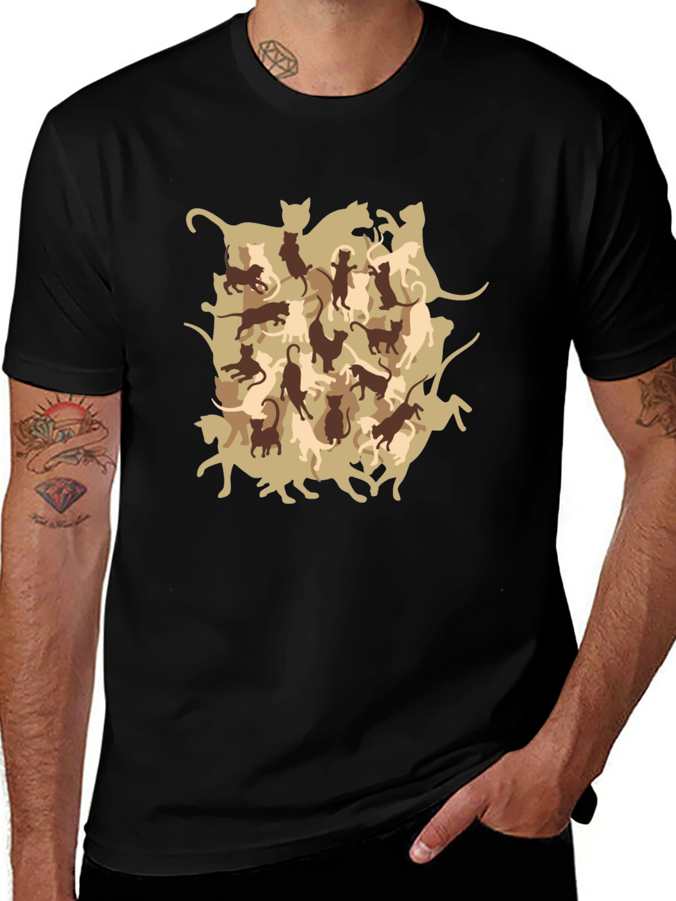 Variant 22 of Cool Cat Camo Print Men's T-Shirt