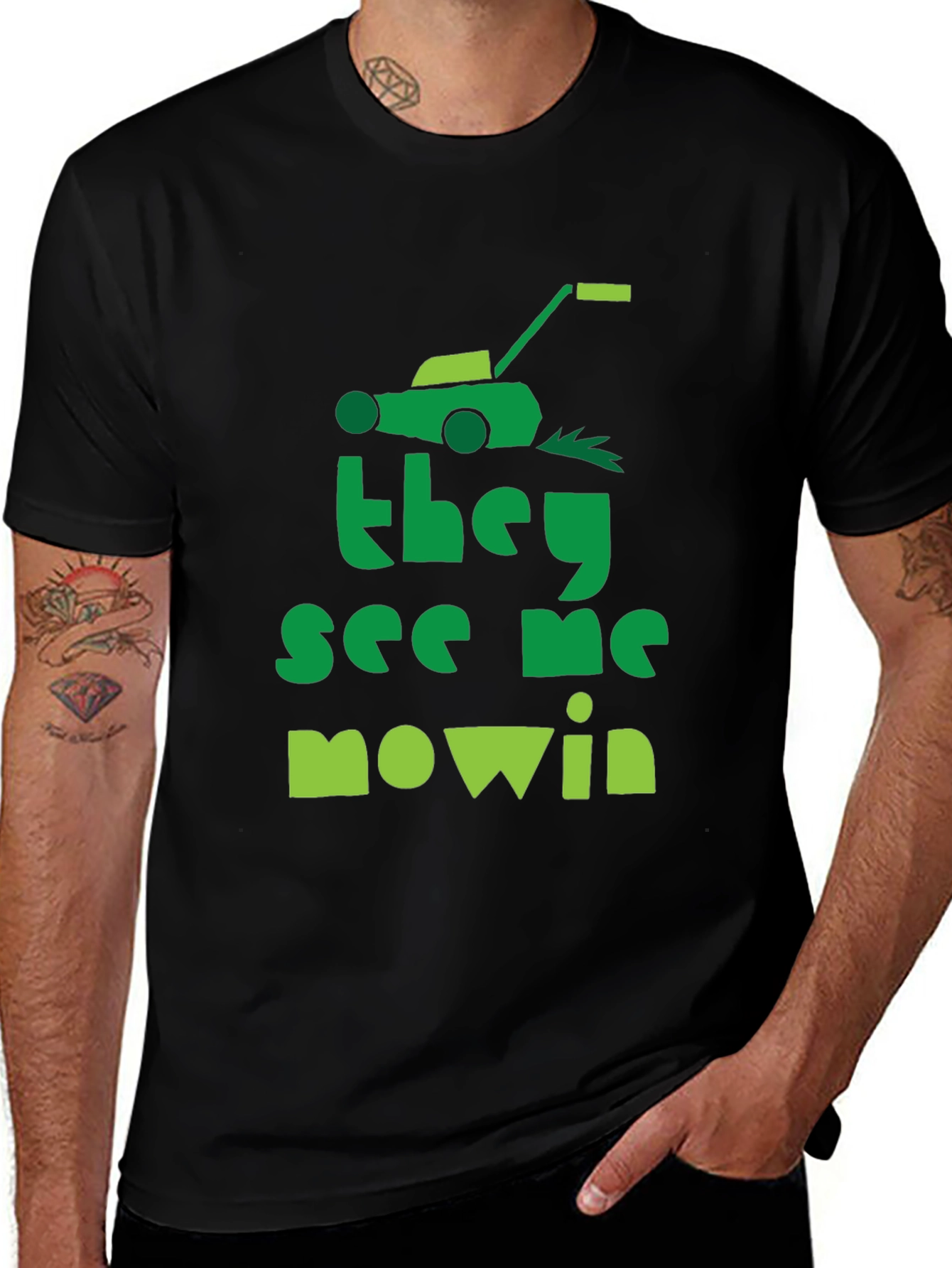 Variant 9 of They See Me Mowin' Black Graphic Tee