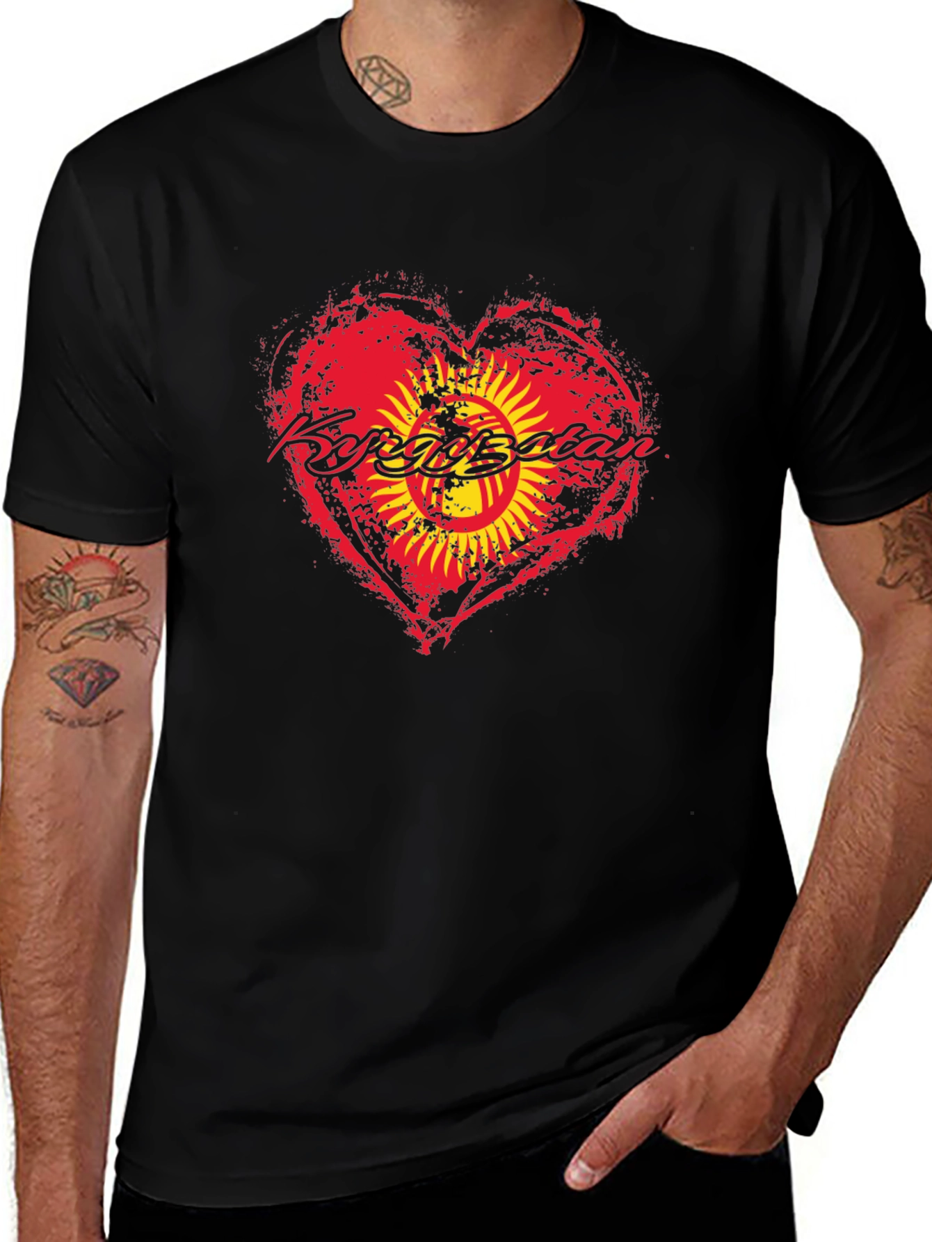 Kyrgyzstan Flag Heart T-Shirt