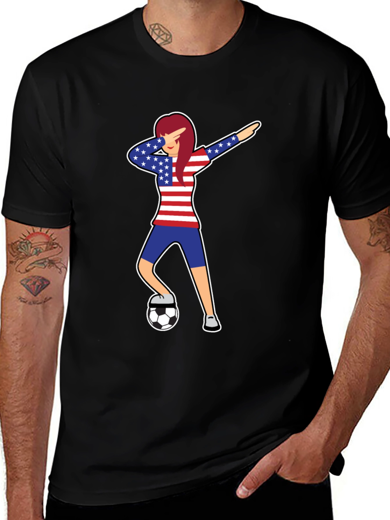 Variant 15 of Dabbing Soccer USA Flag T-Shirt