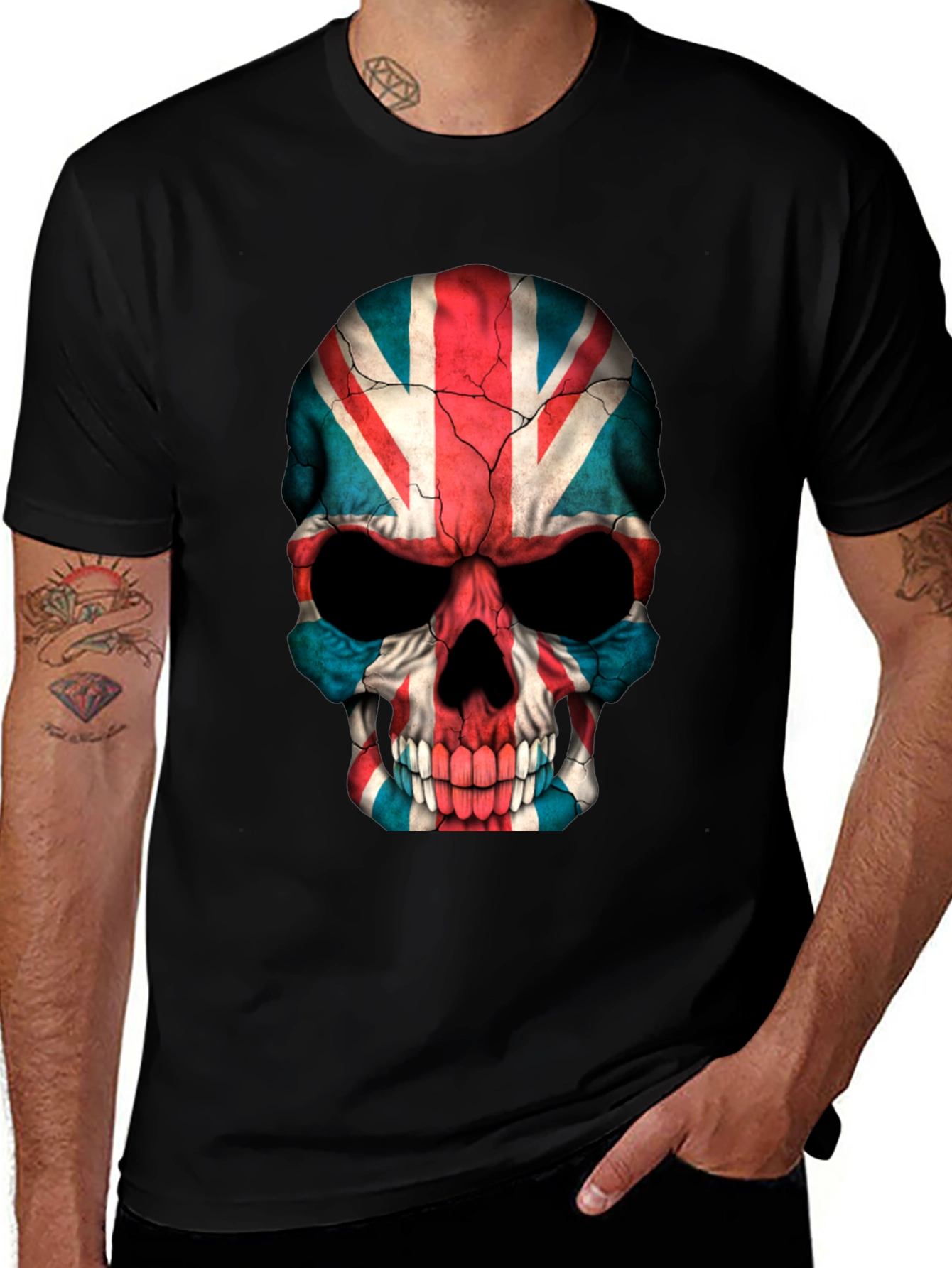 Union Jack Skull Graphic Tee - Black