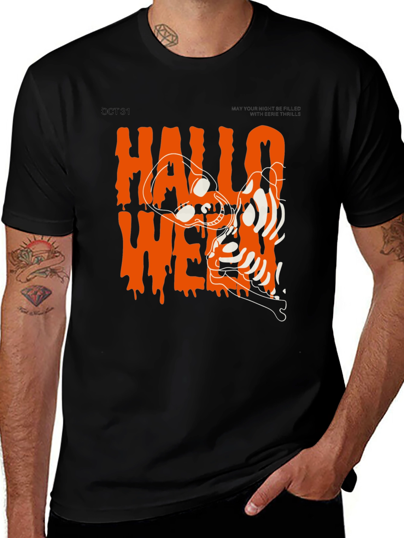 Variant 28 of Halloween Skeleton Graphic Black T-Shirt