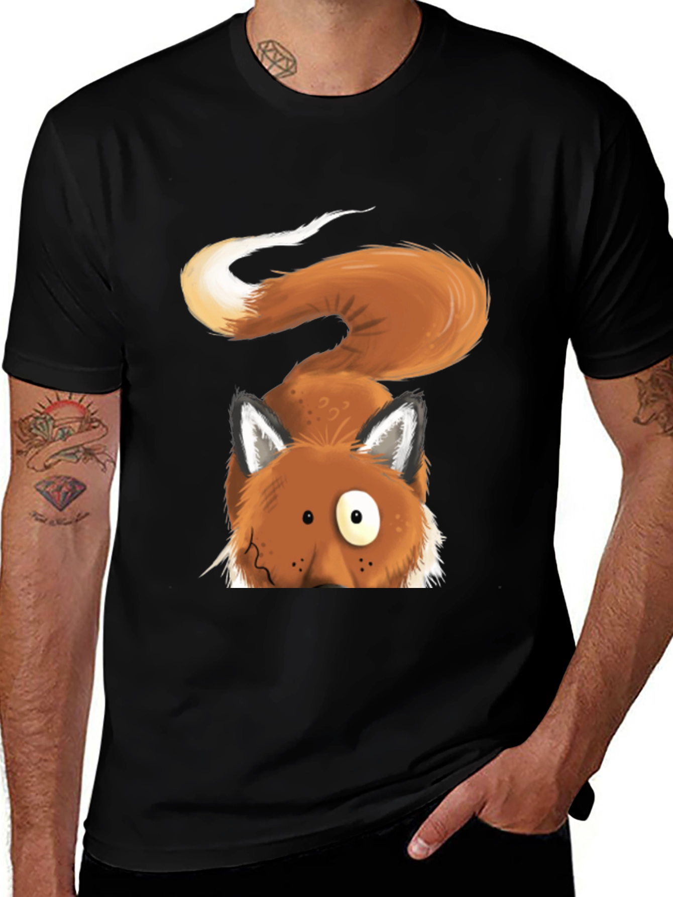 Variant 27 of Funny Fox Graphic T-Shirt - Black