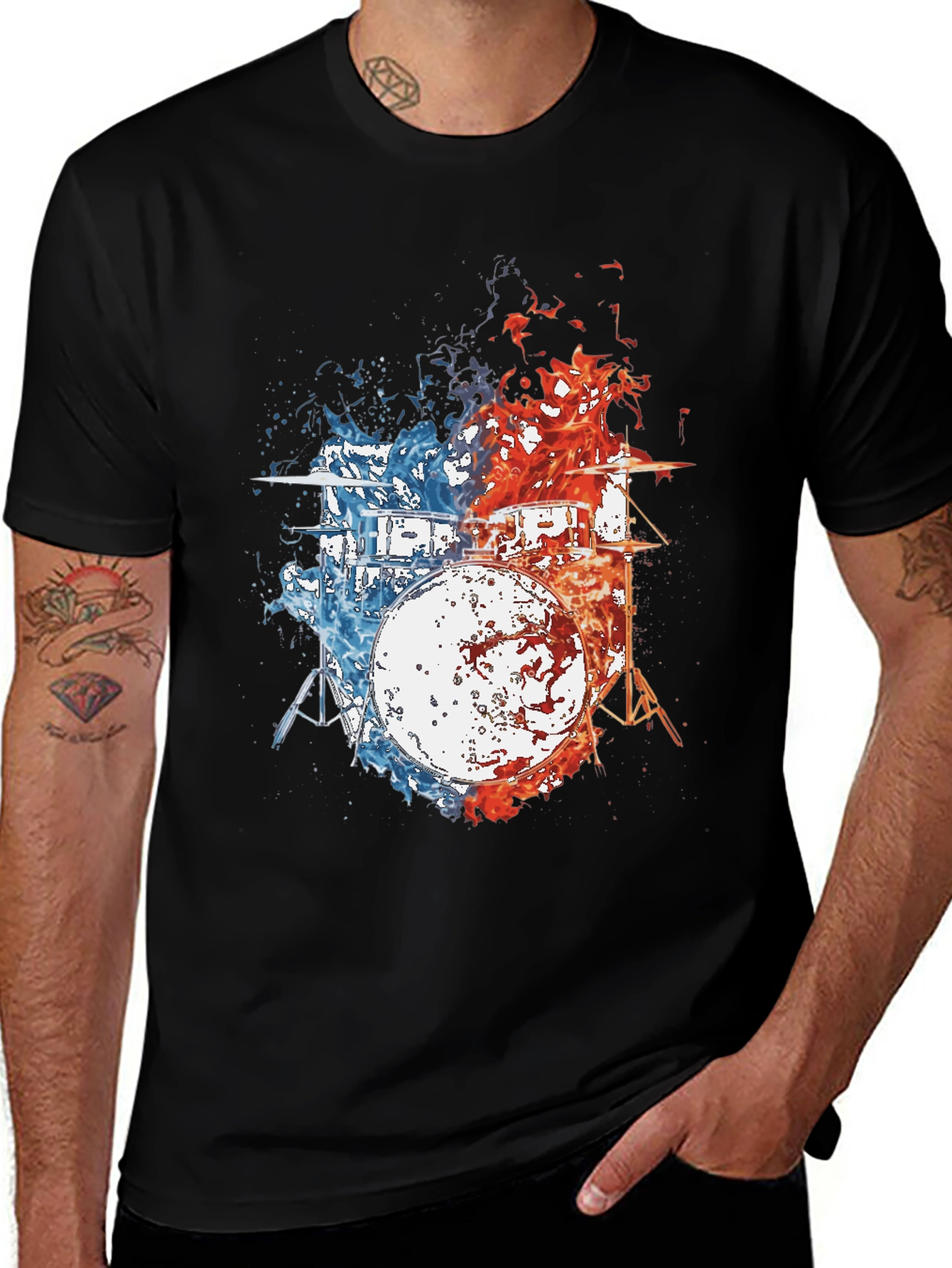Variant 16 of Fire and Ice Drums Graphic Tee