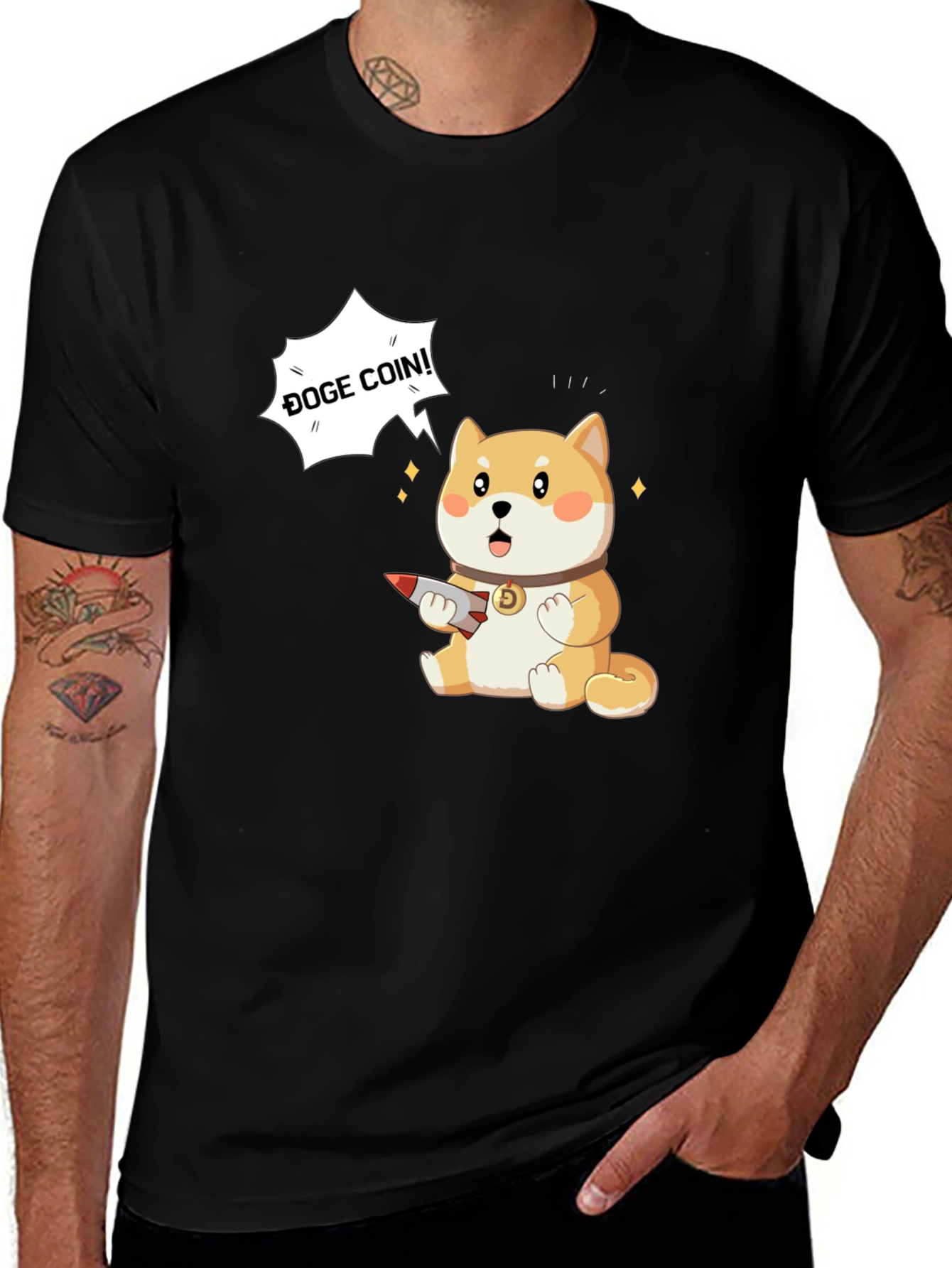 Doge Coin Rocket T-Shirt | Crypto Meme Tee