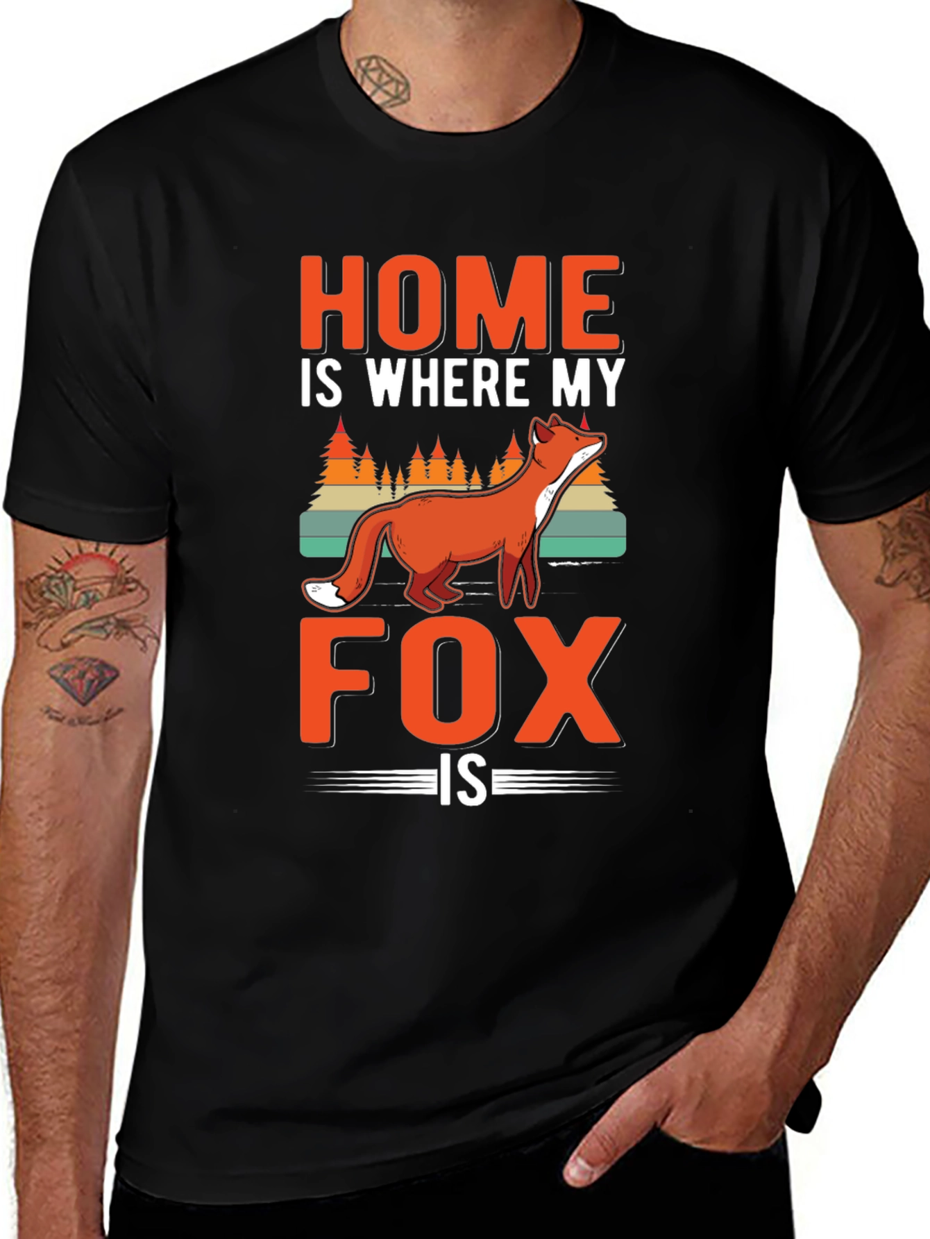 Variant 6 of Home is Where My Fox Is Black T-Shirt
