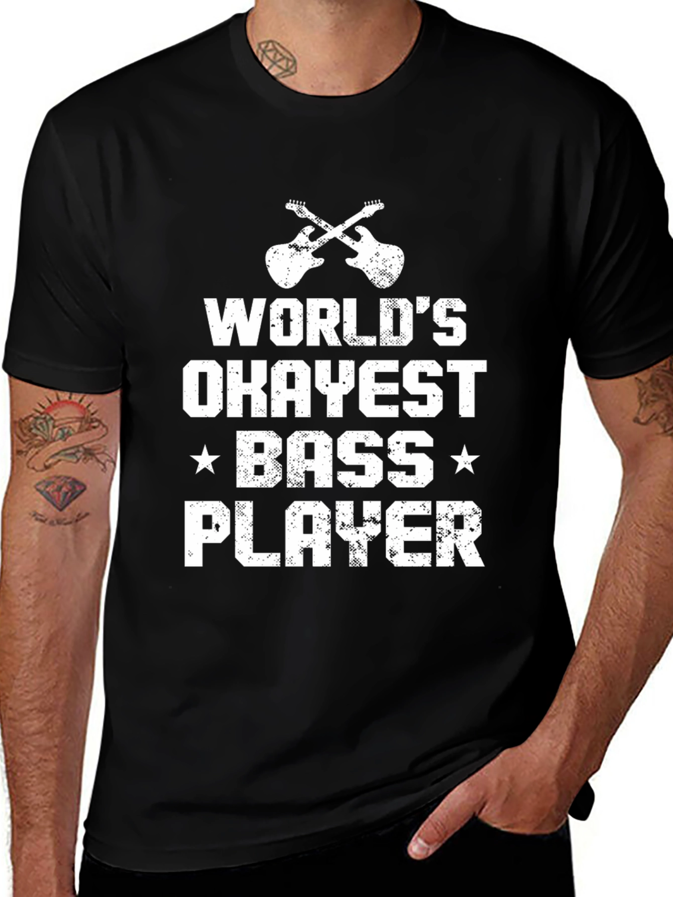 Variant 20 of World's Okayest Bass Player Black T-Shirt