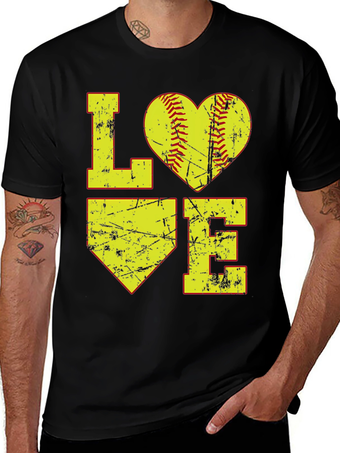 Variant 6 of Softball Love Graphic Tee - Black