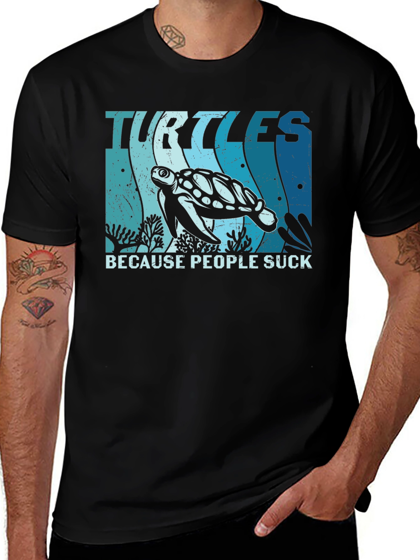 Variant 20 of Turtles Because People Suck Graphic T-Shirt
