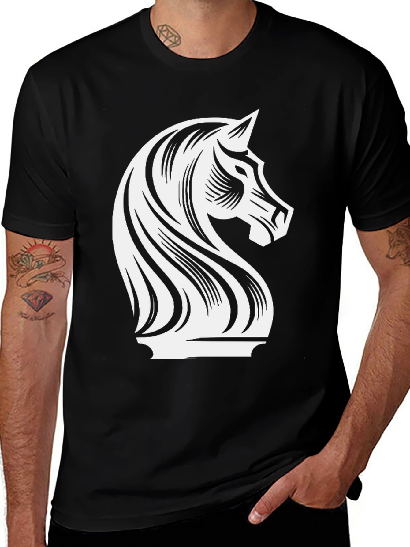 Variant 15 of Chess Knight Graphic Tee - Stylish Black T-Shirt