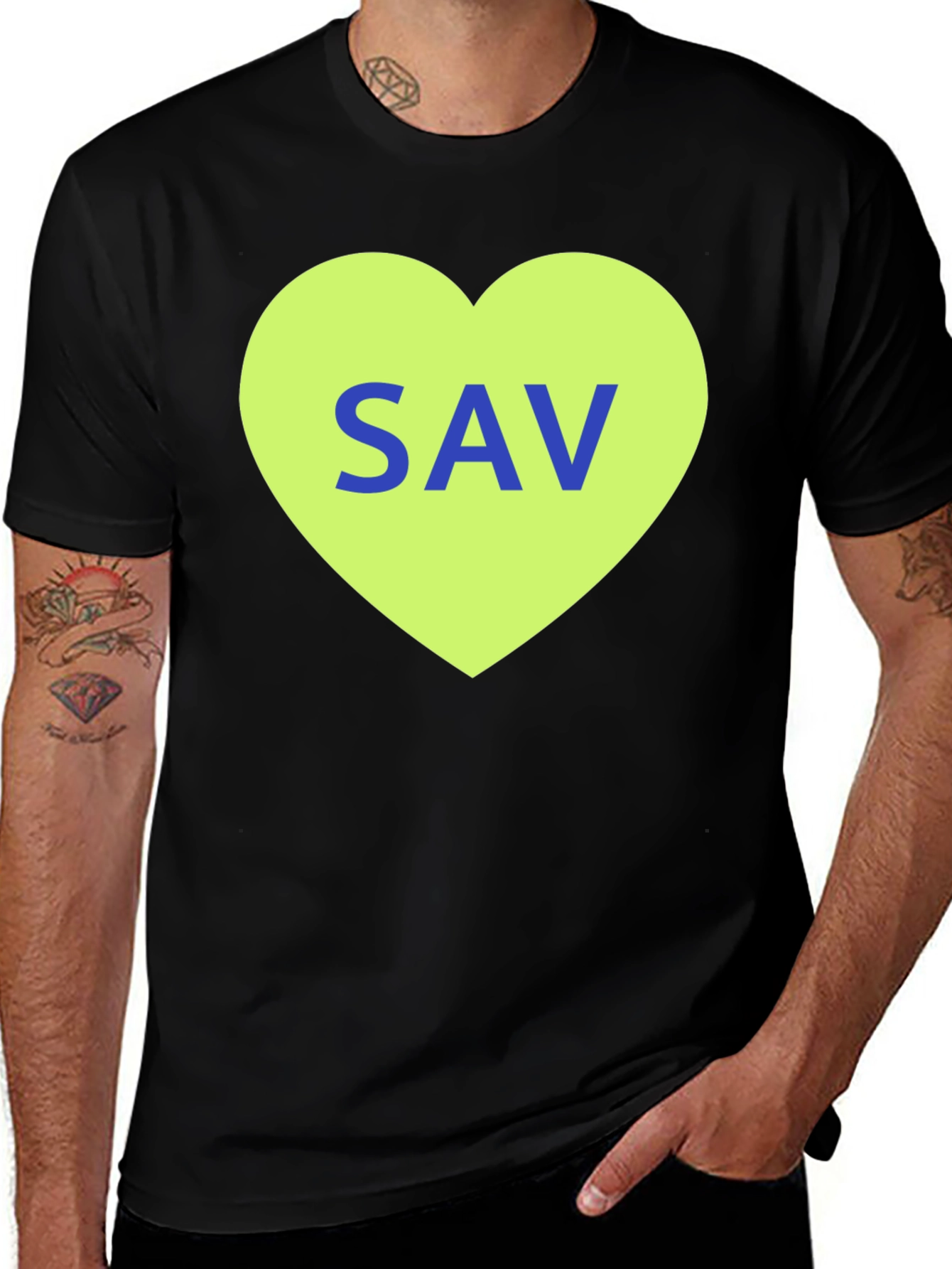 Variant 22 of SAV Heart Graphic T-Shirt - Stylish Cotton Tee