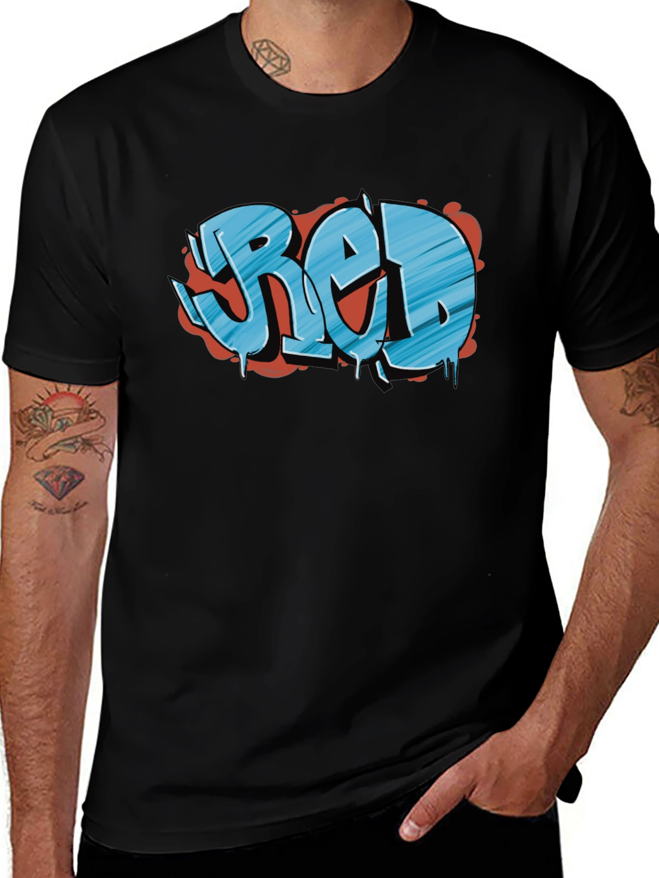 Variant 18 of Cool "Red" Graffiti T-Shirt - Blue Lettering