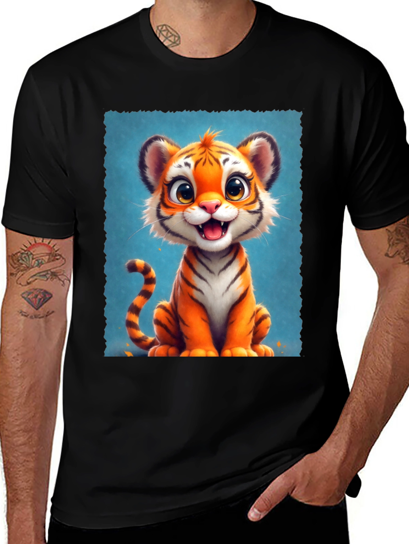 Variant 7 of Cute Cartoon Tiger Graphic Tee