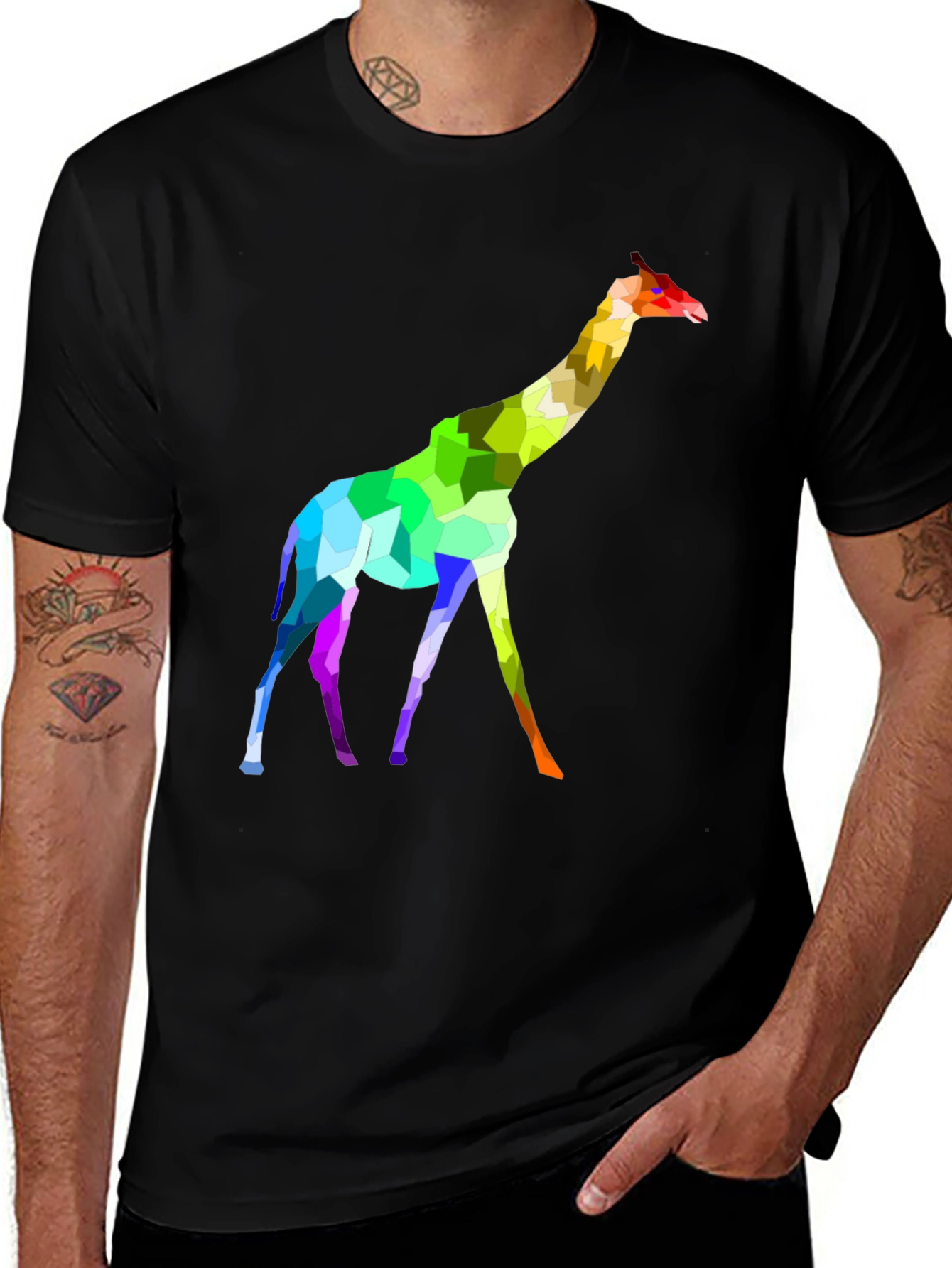 Variant 22 of Geometric Giraffe T-Shirt - Bold Poly Art Design