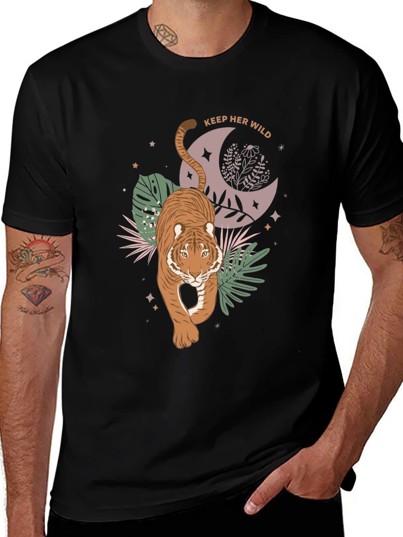 Variant 7 of Keep Her Wild Tiger Graphic Tee - Black