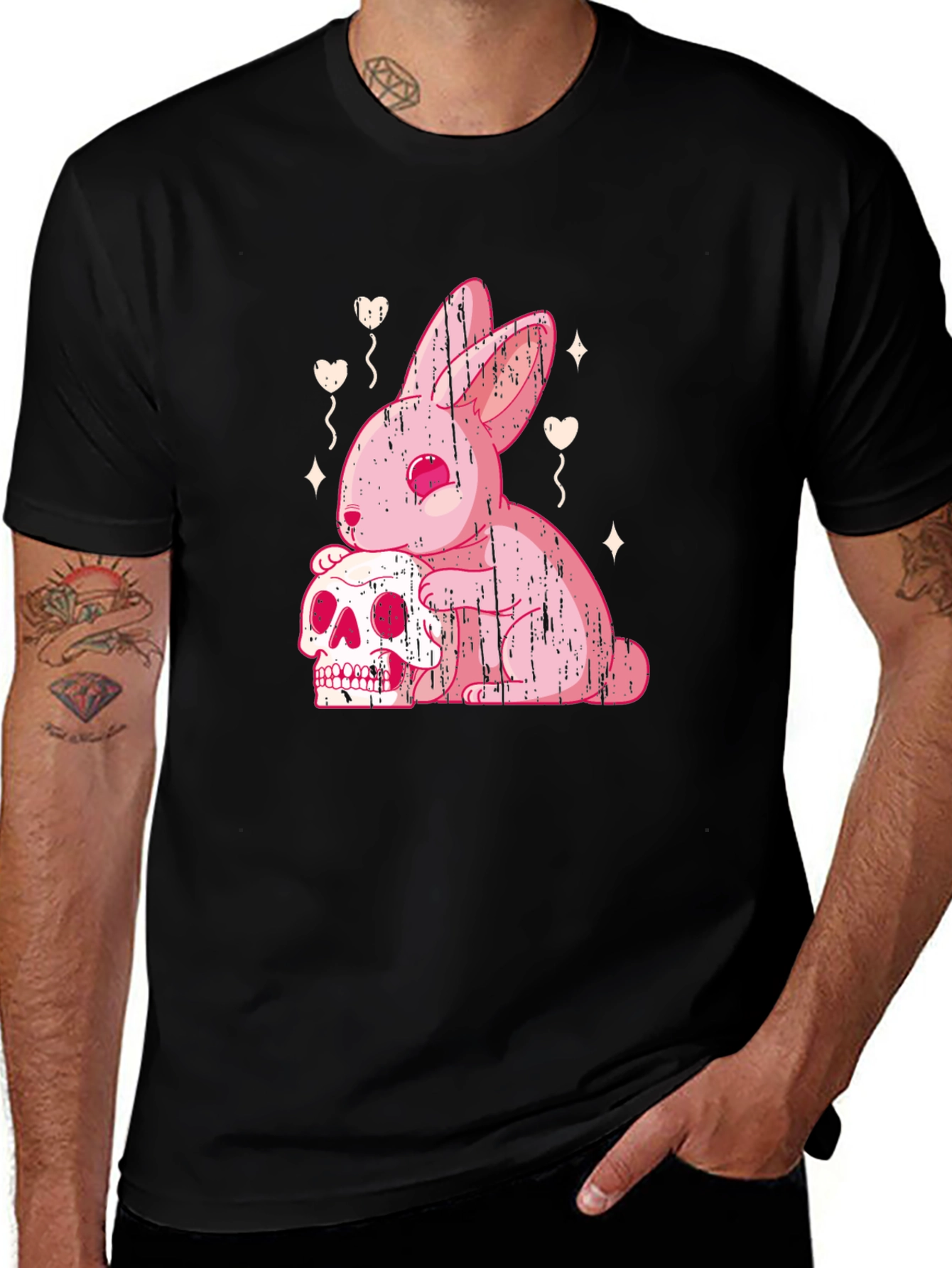 Variant 19 of Skull Bunny Graphic Tee - Edgy Kawaii Style