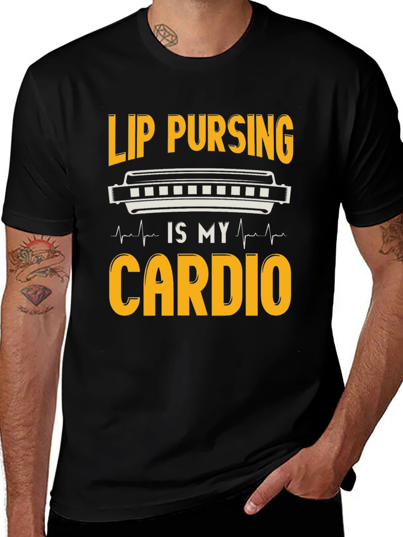 Variant 9 of Lip Pursing Is My Cardio Black T-Shirt