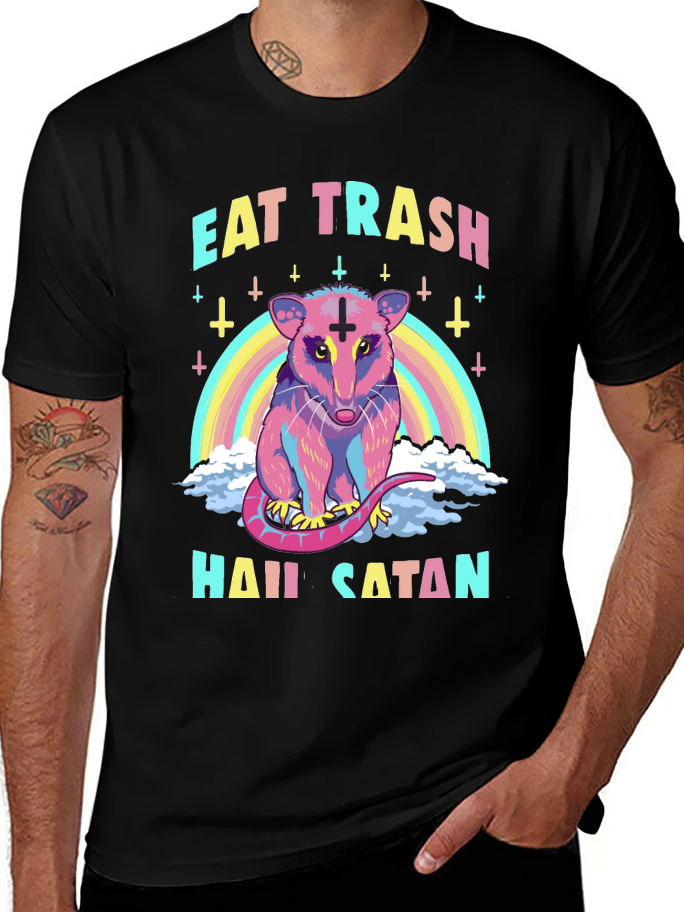Variant 24 of Eat Trash Hail Satan Opossum Graphic T-Shirt