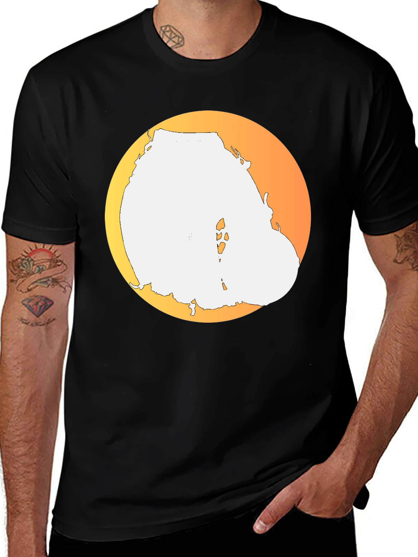 Variant 19 of Sunset Island Tee - Black Graphic T-Shirt