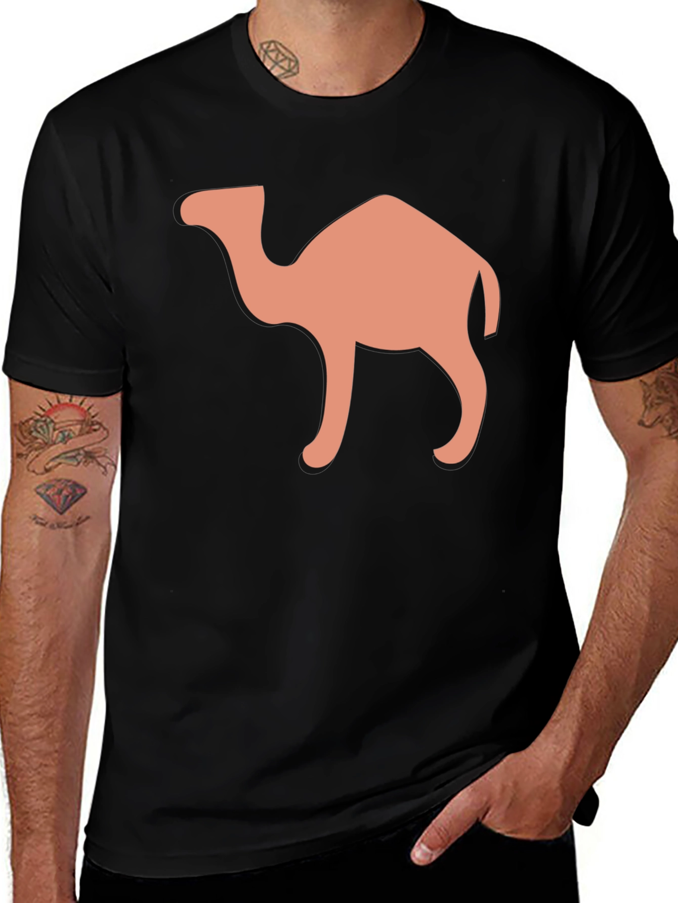 Variant 7 of Camel Graphic Tee - Black Casual Cotton T-Shirt