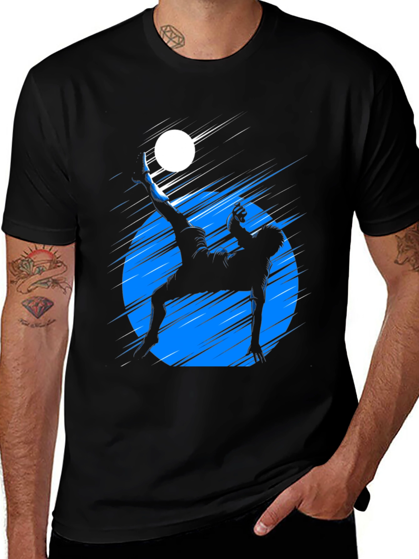 Variant 18 of Black Graphic Tee - Soccer Bicycle Kick