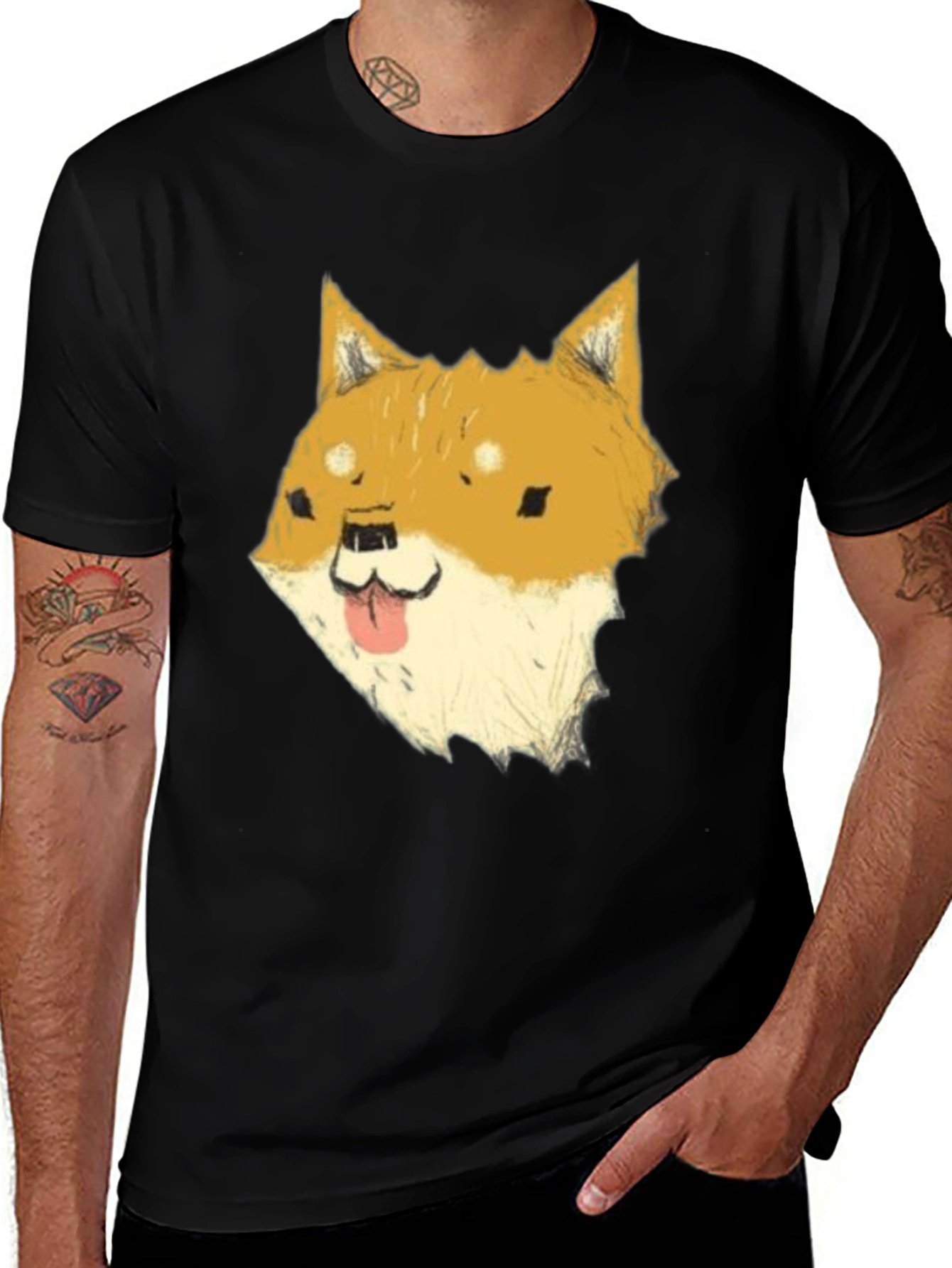 Variant 23 of Dog Meme Graphic Tee - Black Cotton T-Shirt