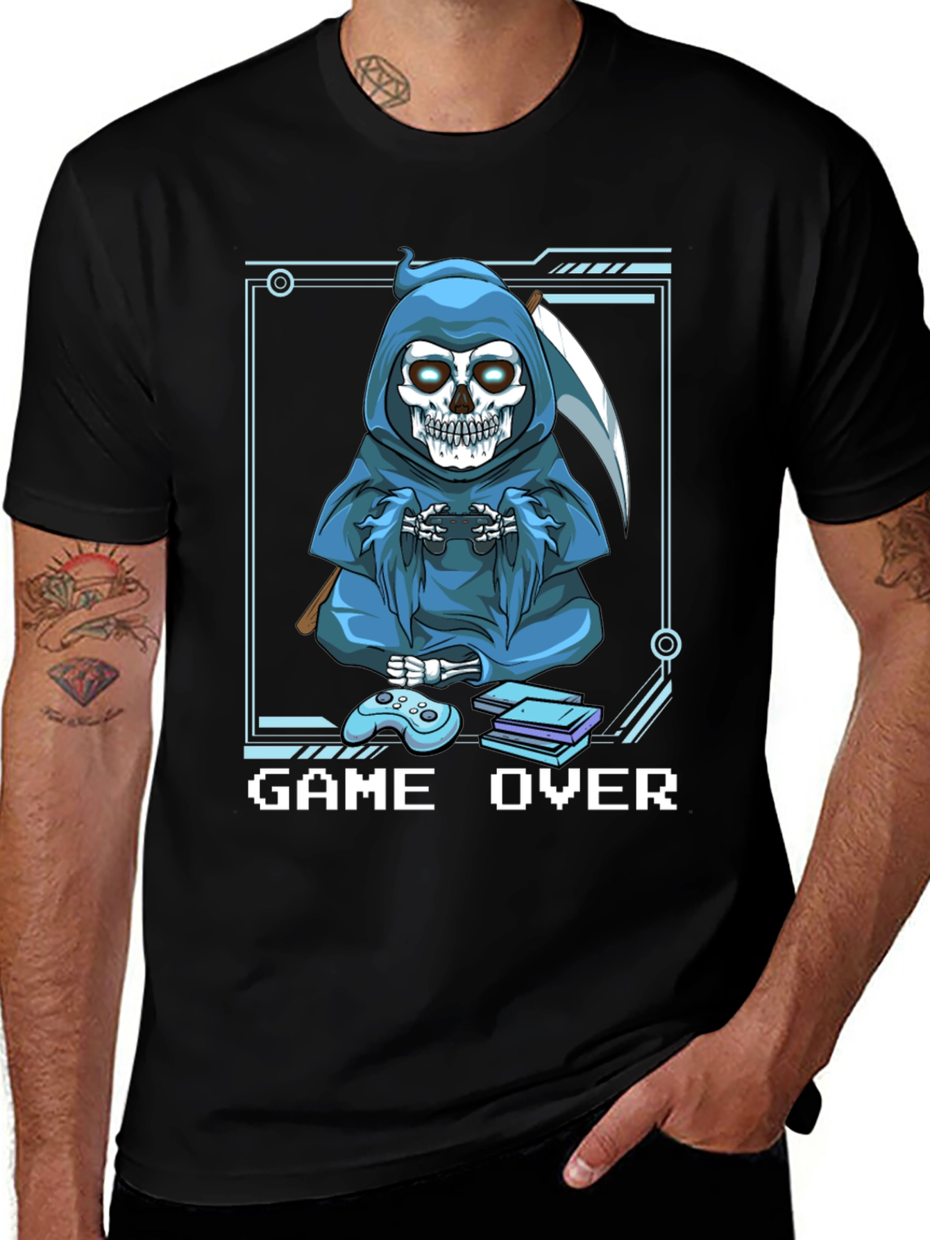 Variant 10 of Gamer Grim Reaper T-Shirt - Game Over