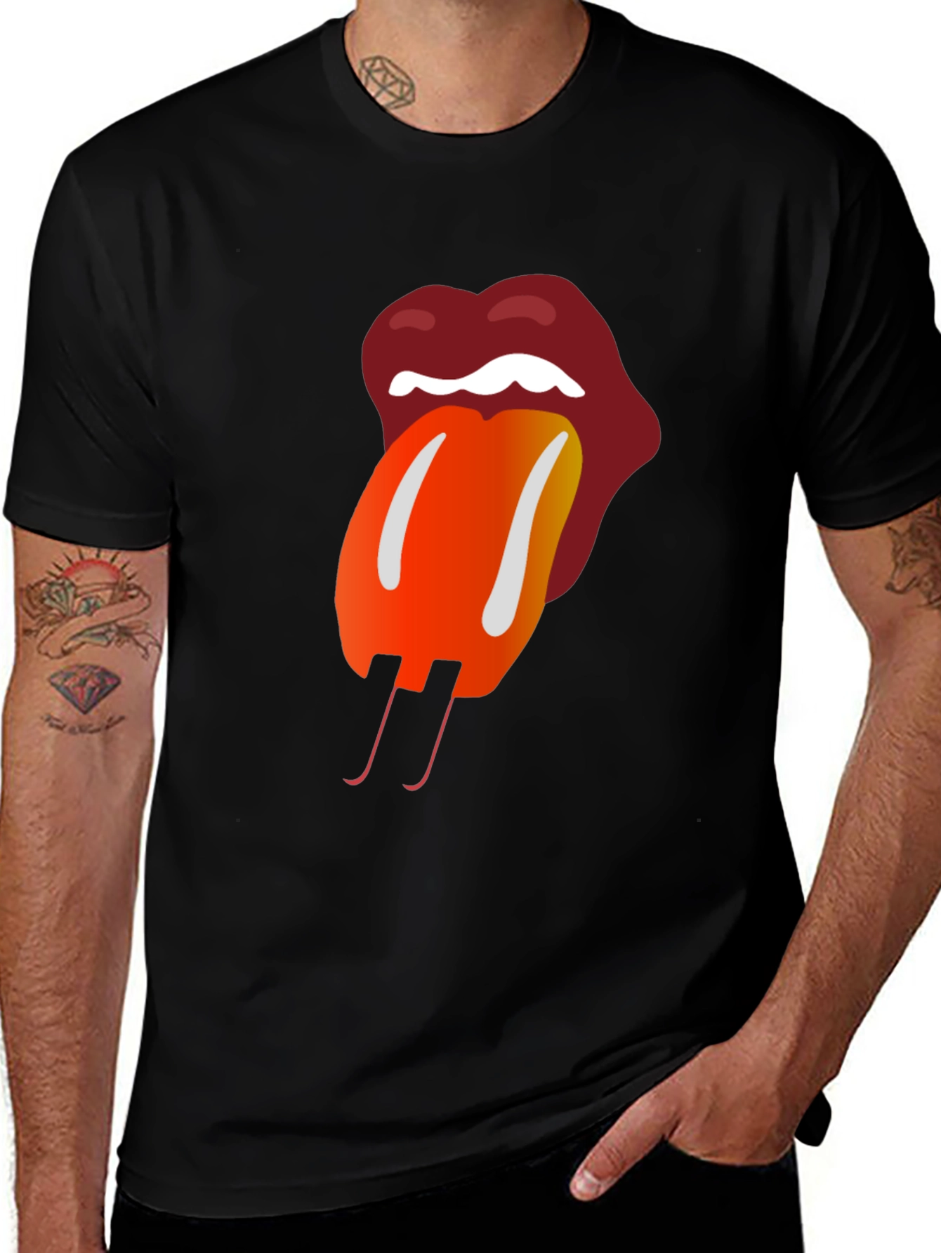 Rolling Stones Tongue Graphic Black T-Shirt