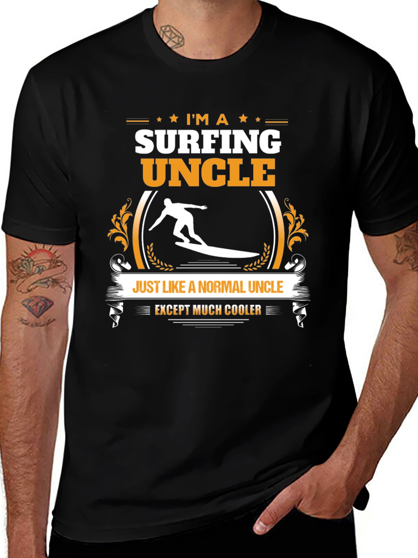 Surfing Uncle Graphic T-Shirt - Cool Uncle Tee