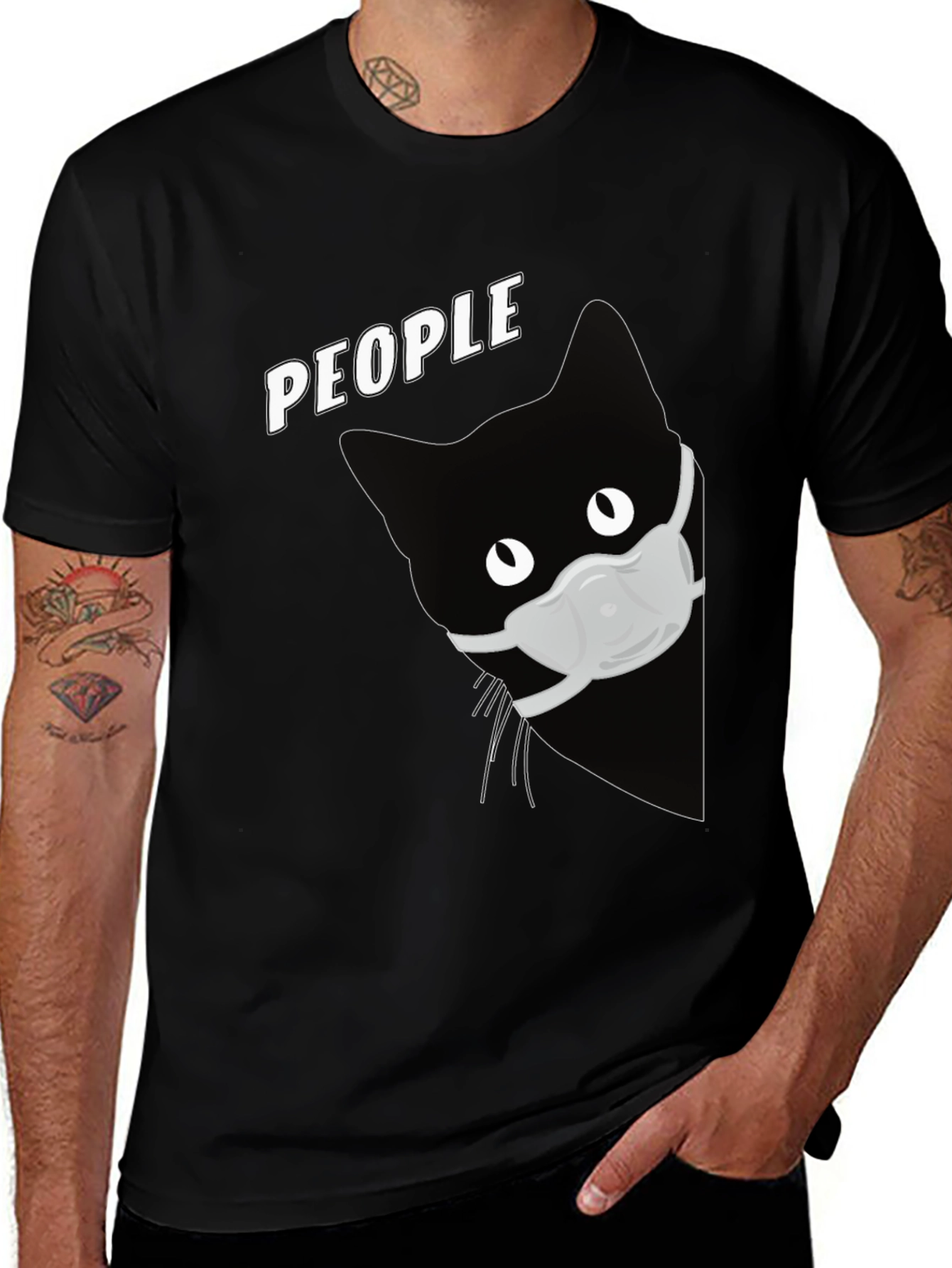Variant 9 of Cat with Mask Graphic T-Shirt - People