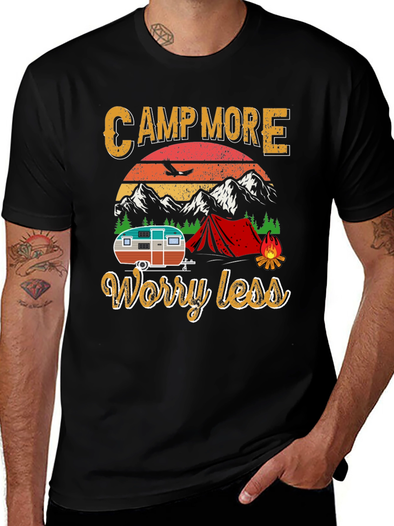 Variant 30 of Camp More Worry Less Black T-Shirt
