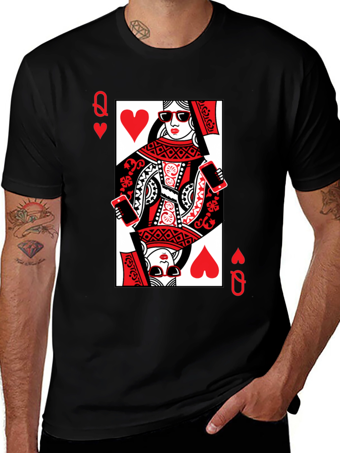Variant 29 of Queen of Hearts Graphic Tee - Trendy Card Design